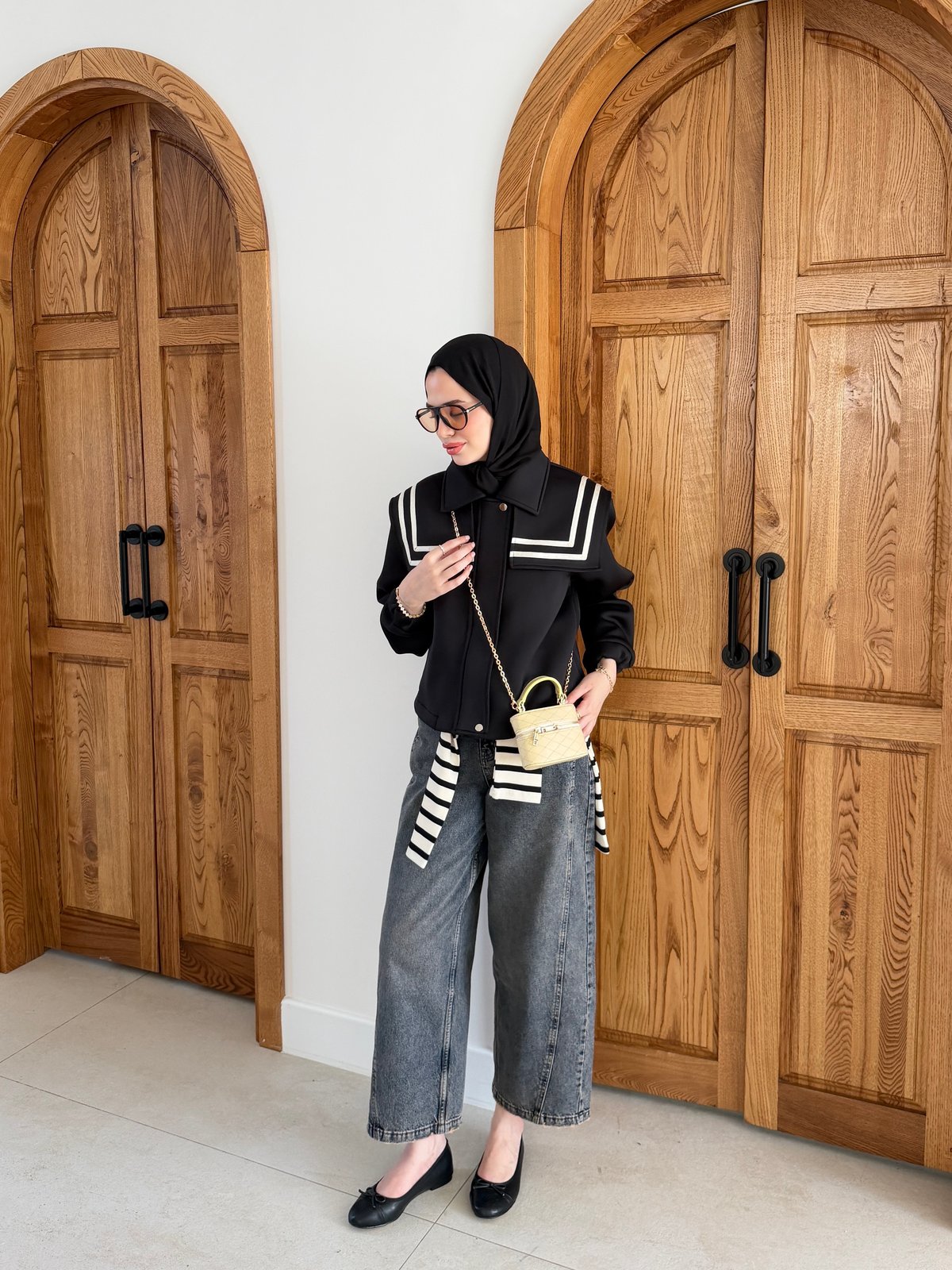 Marin Yaka Detaylı Ceket Siyah (4599)