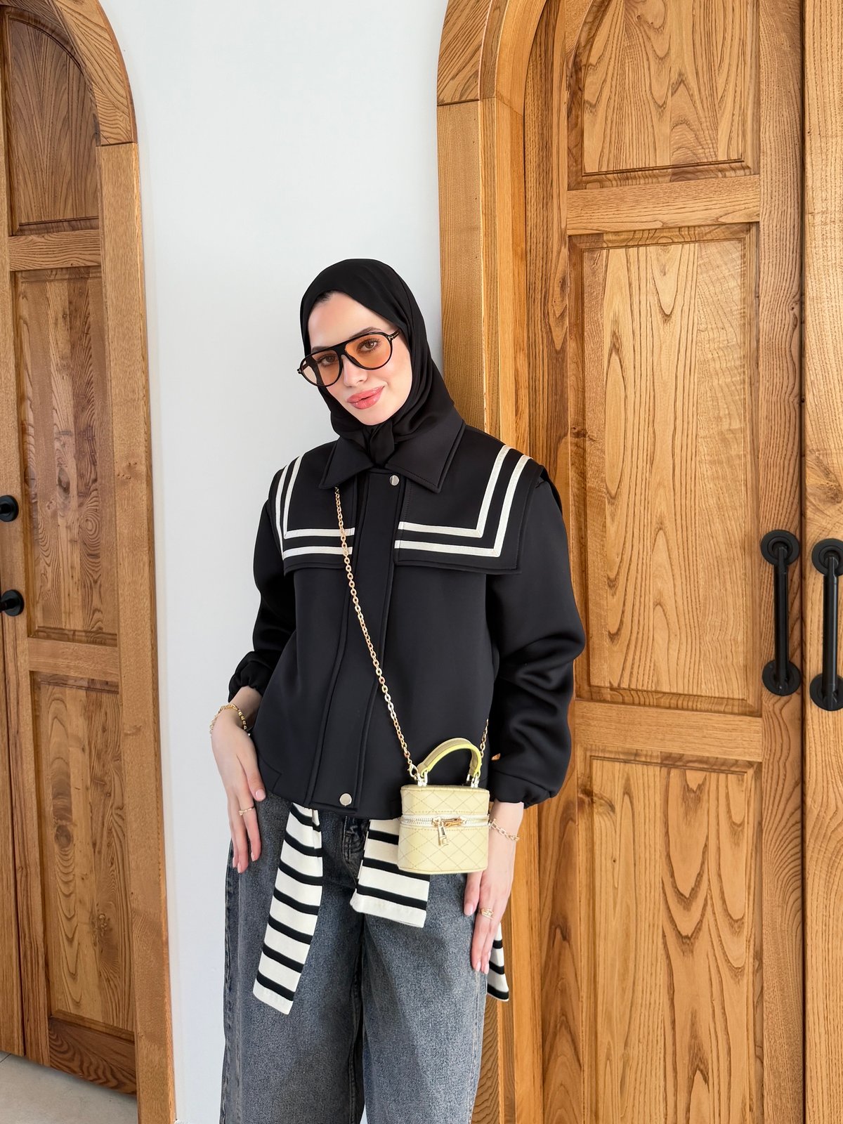 Marin Yaka Detaylı Ceket Siyah (4599)