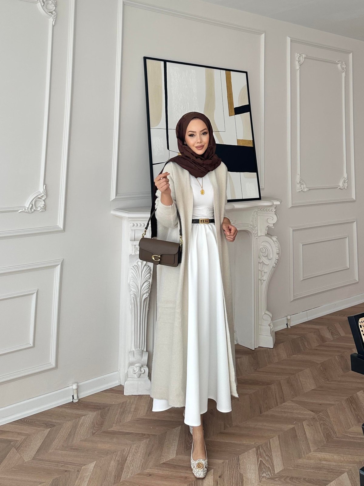 Marsel Angora Uzun Hırka Bej