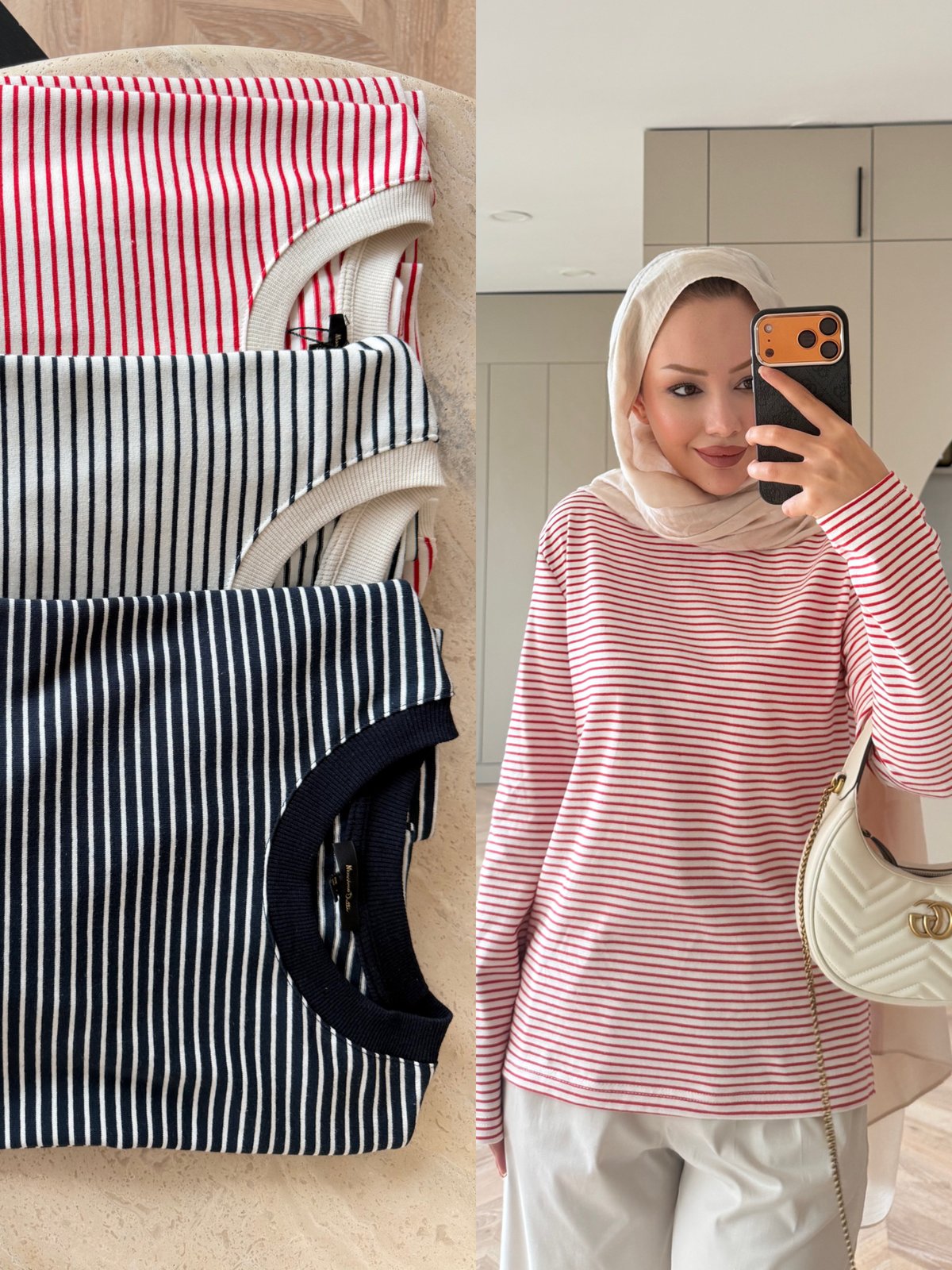 Massim Marka Çizgili Basic Sweat Kırmızı 