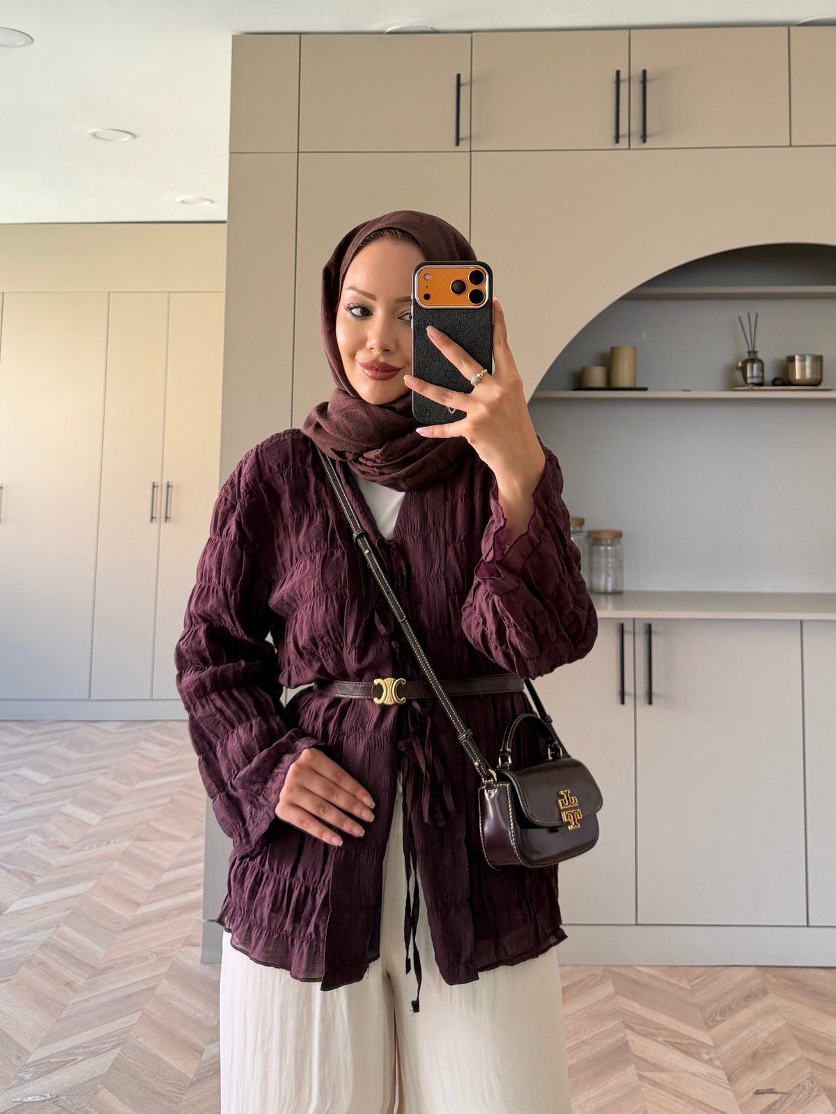 Mela Bürümcük Kimono\Gömlek Bordo (3095)