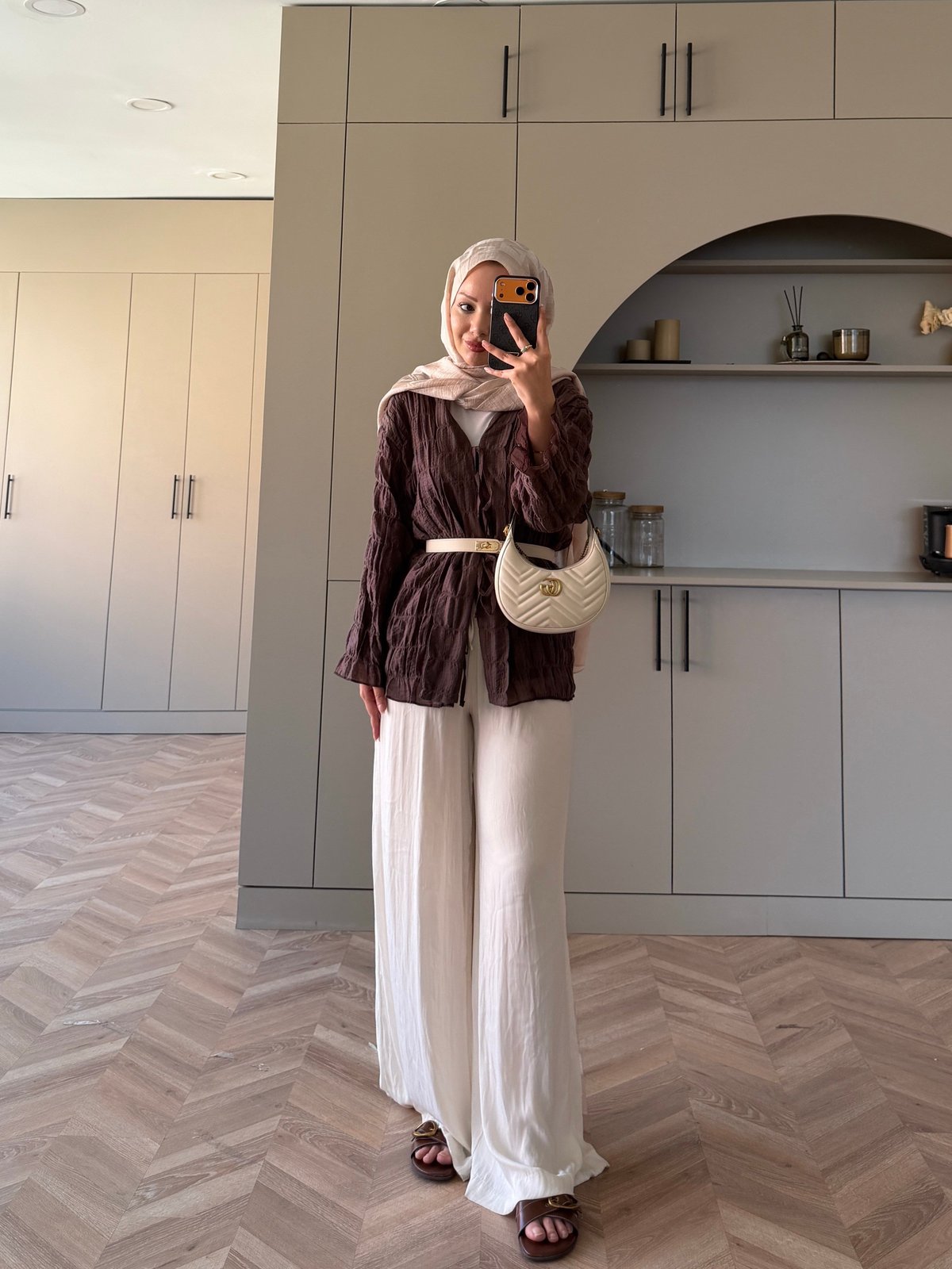 Mela Bürümcük Kimono\Gömlek Kahve (3095)