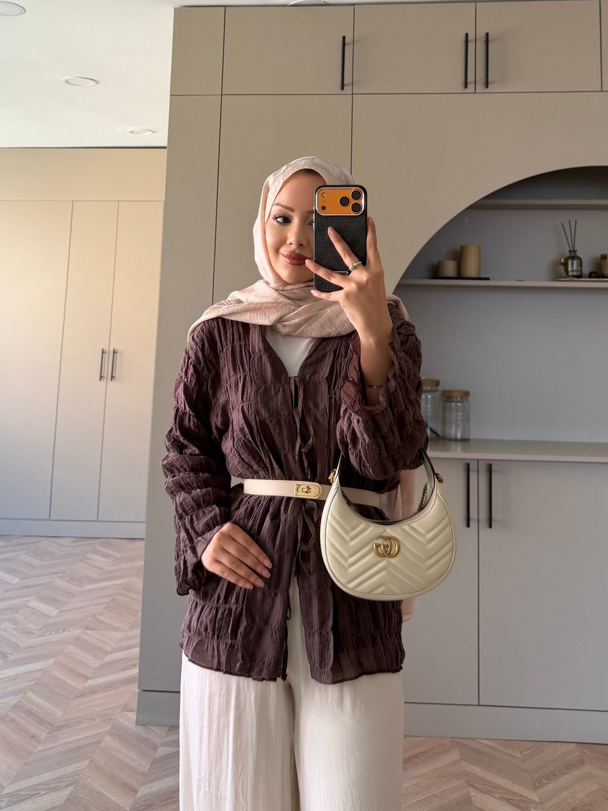 Mela Bürümcük Kimono\Gömlek Kahve (3095)