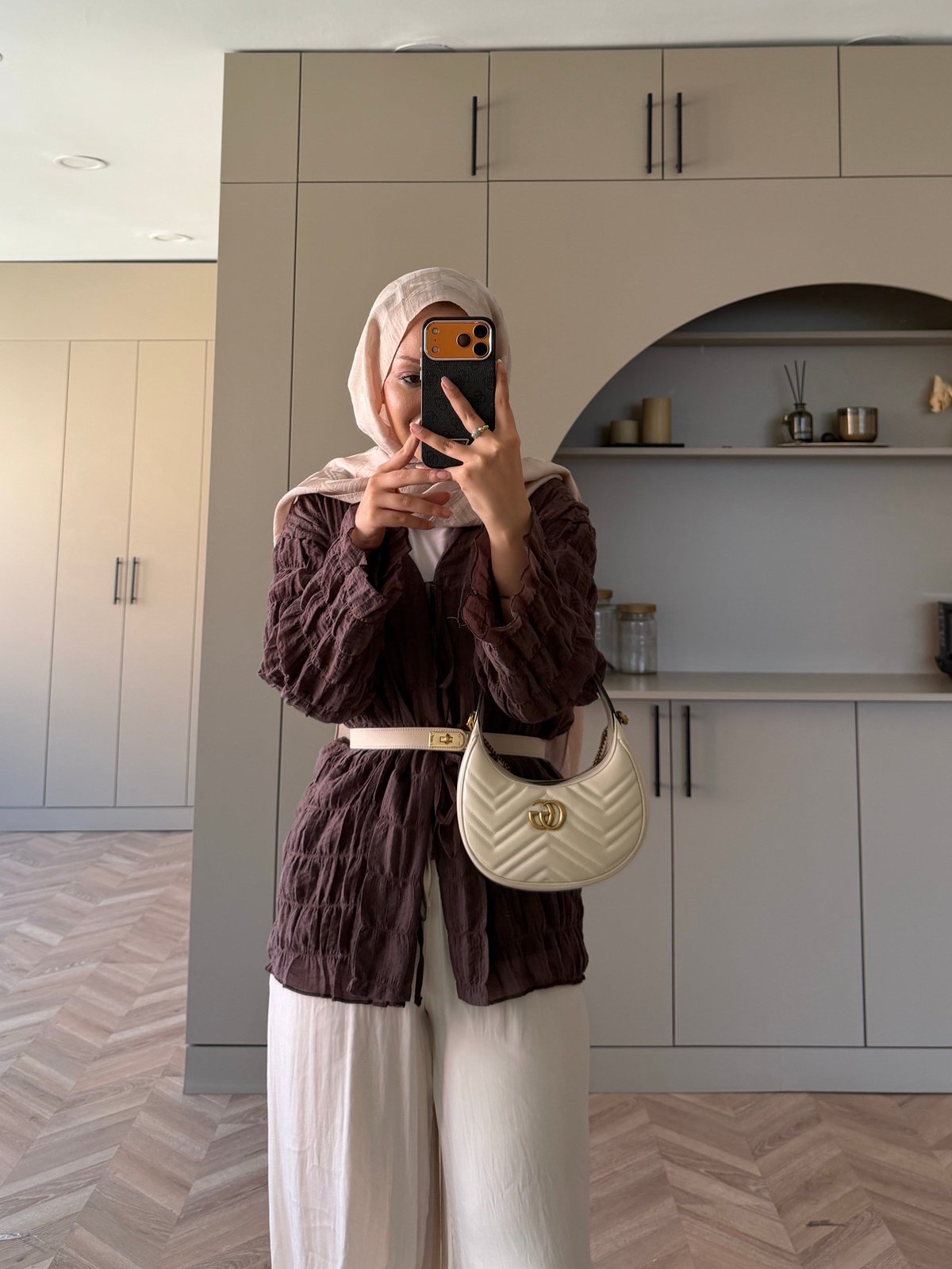 Mela Bürümcük Kimono\Gömlek Kahve (3095)