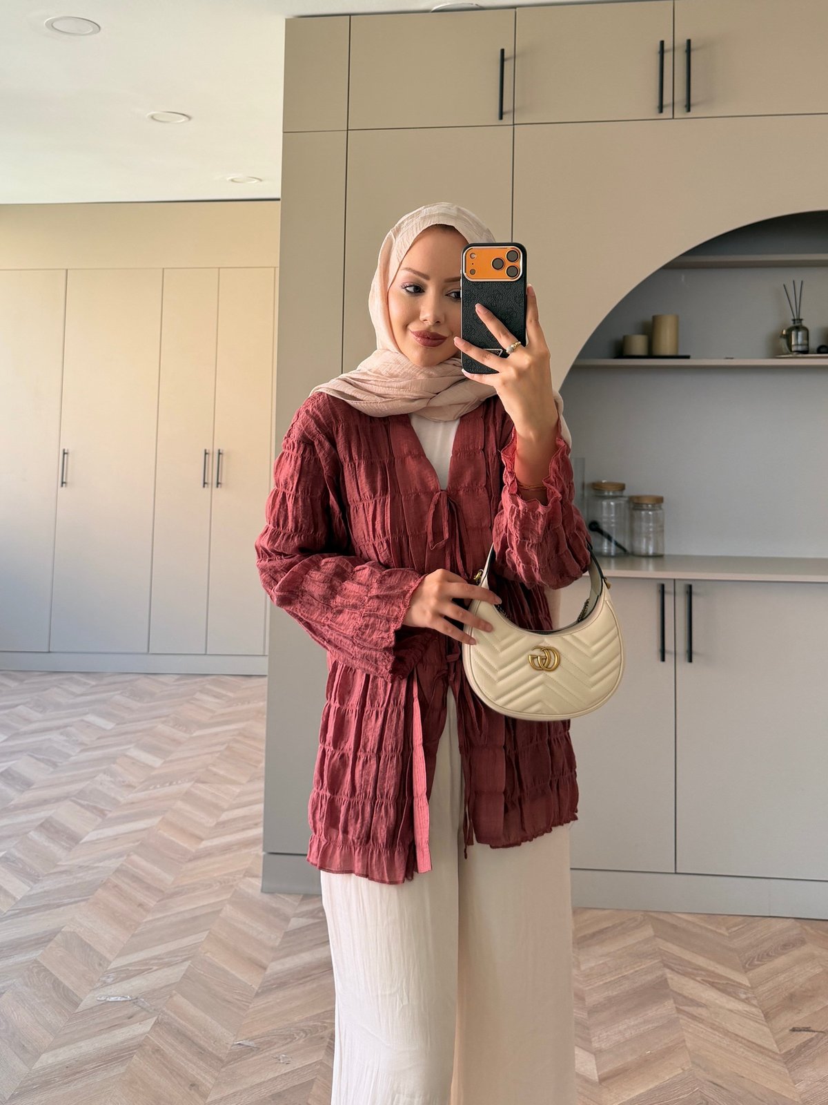 Mela Bürümcük Kimono\Gömlek Kiremit (3095)