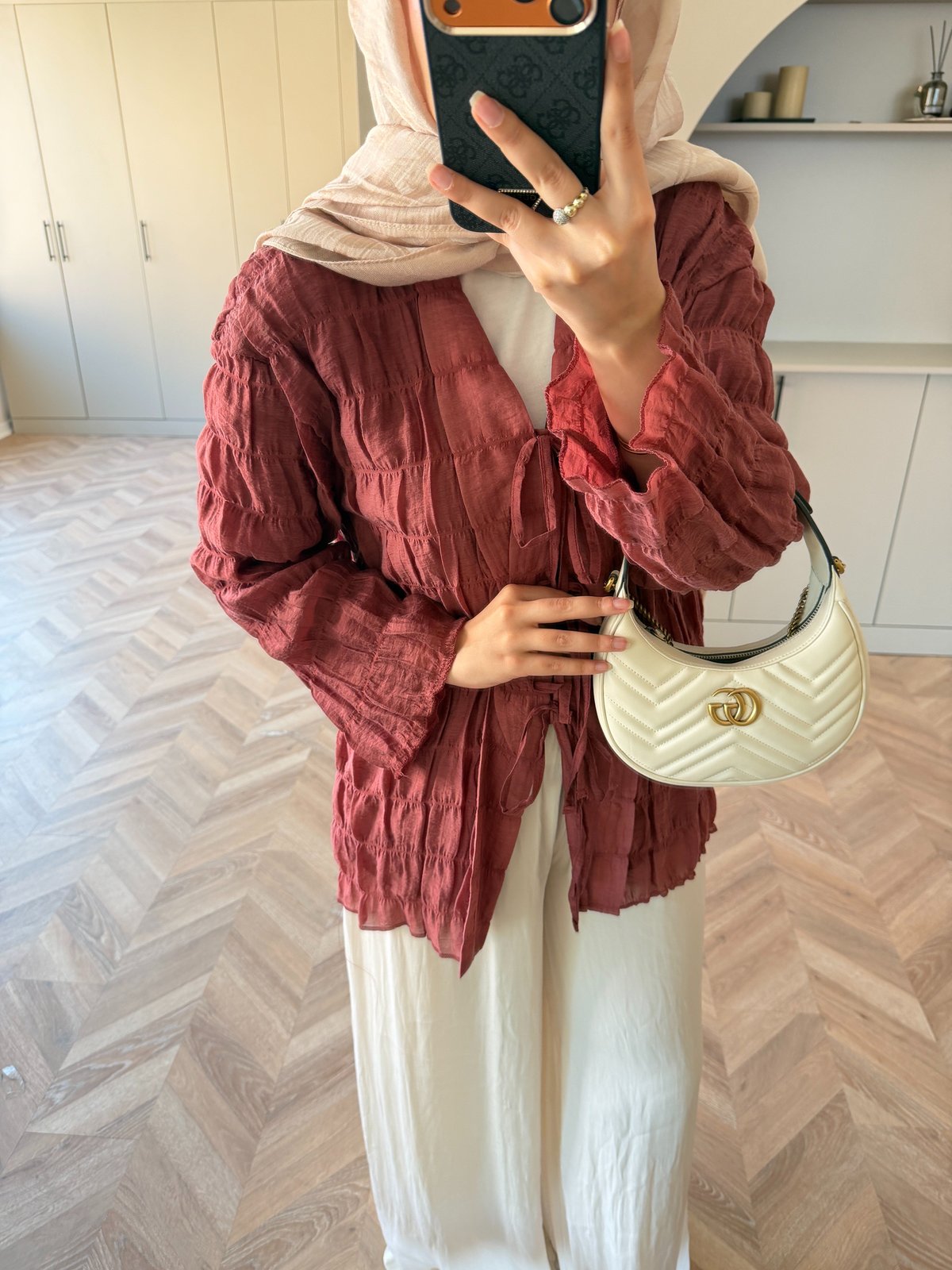 Mela Bürümcük Kimono\Gömlek Kiremit (3095)