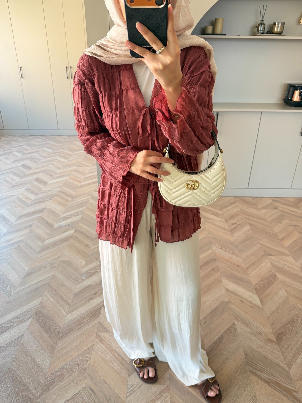 Mela Bürümcük Kimono\Gömlek Kiremit (3095)
