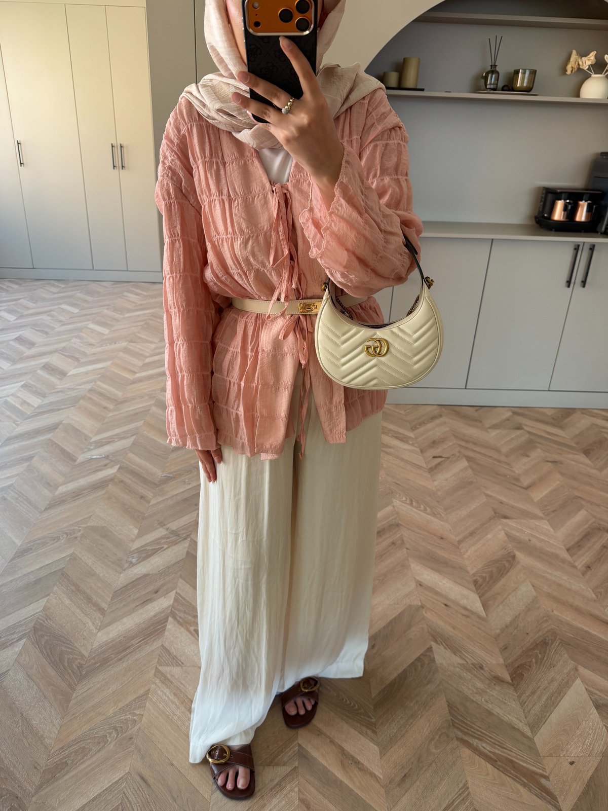 Mela Bürümcük Kimono\Gömlek Pudra (3095)