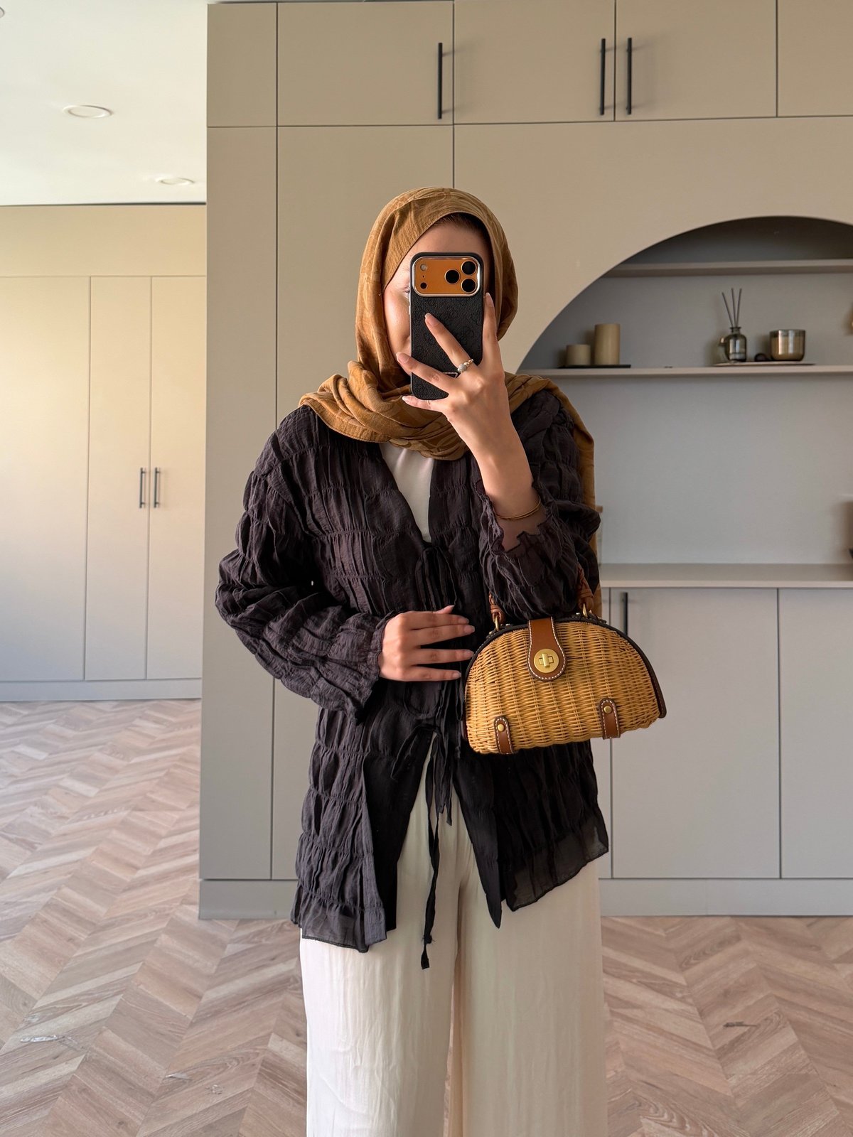 Mela Bürümcük Kimono\Gömlek Siyah (3095)