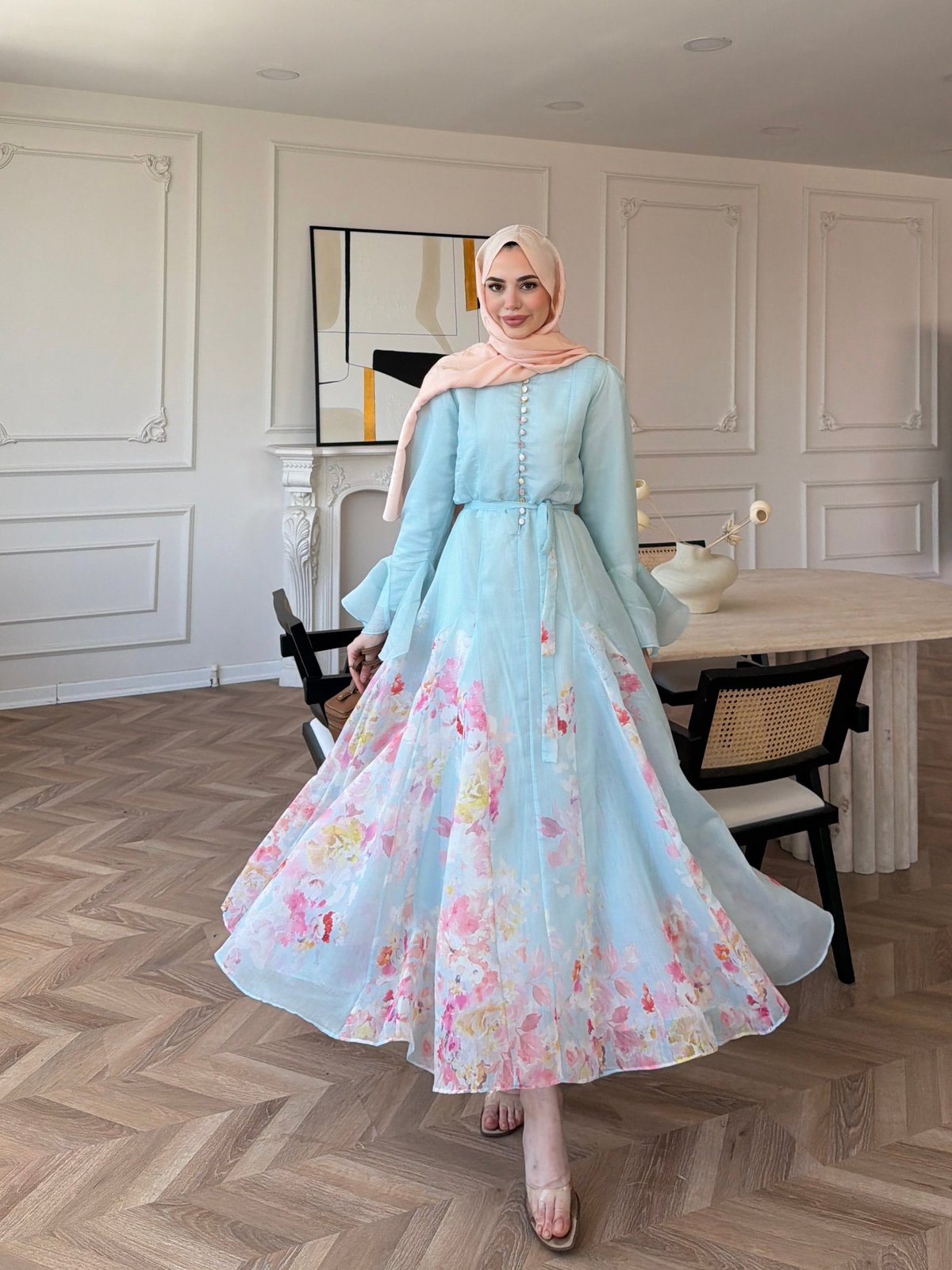 Melis Asimetrik Tül Elbise Mint Yeşili (26164)
