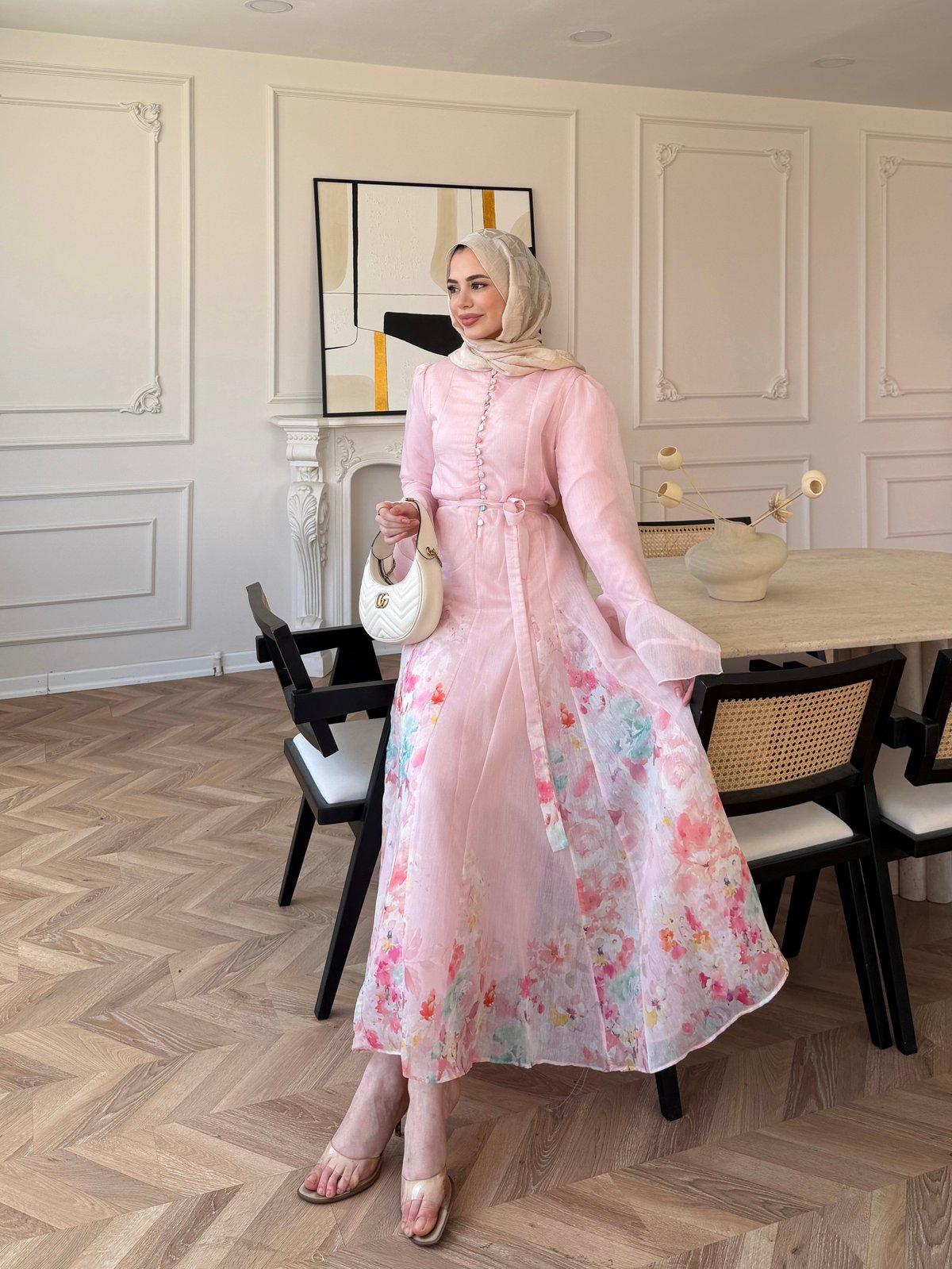 Melis Asimetrik Tül Elbise Pembe (26164)