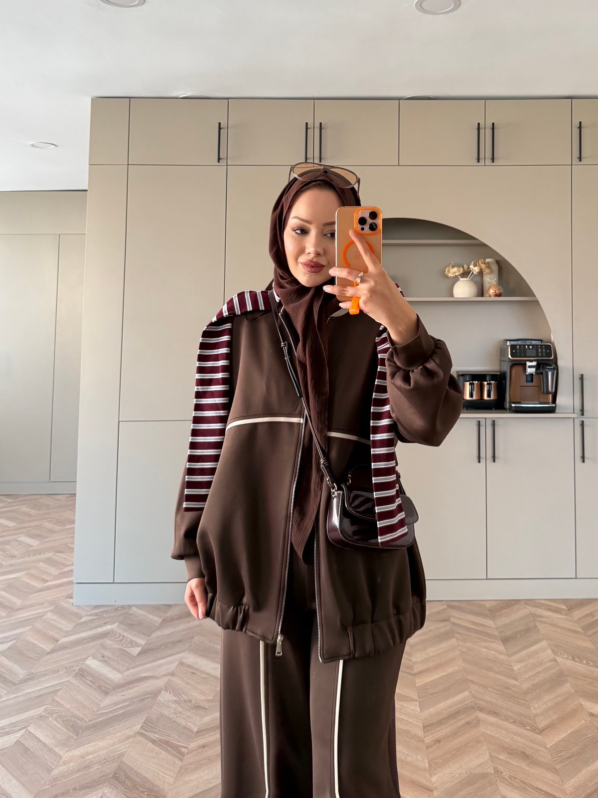 Melora Fermuarlı Eşofman Takım Kahve (4567)