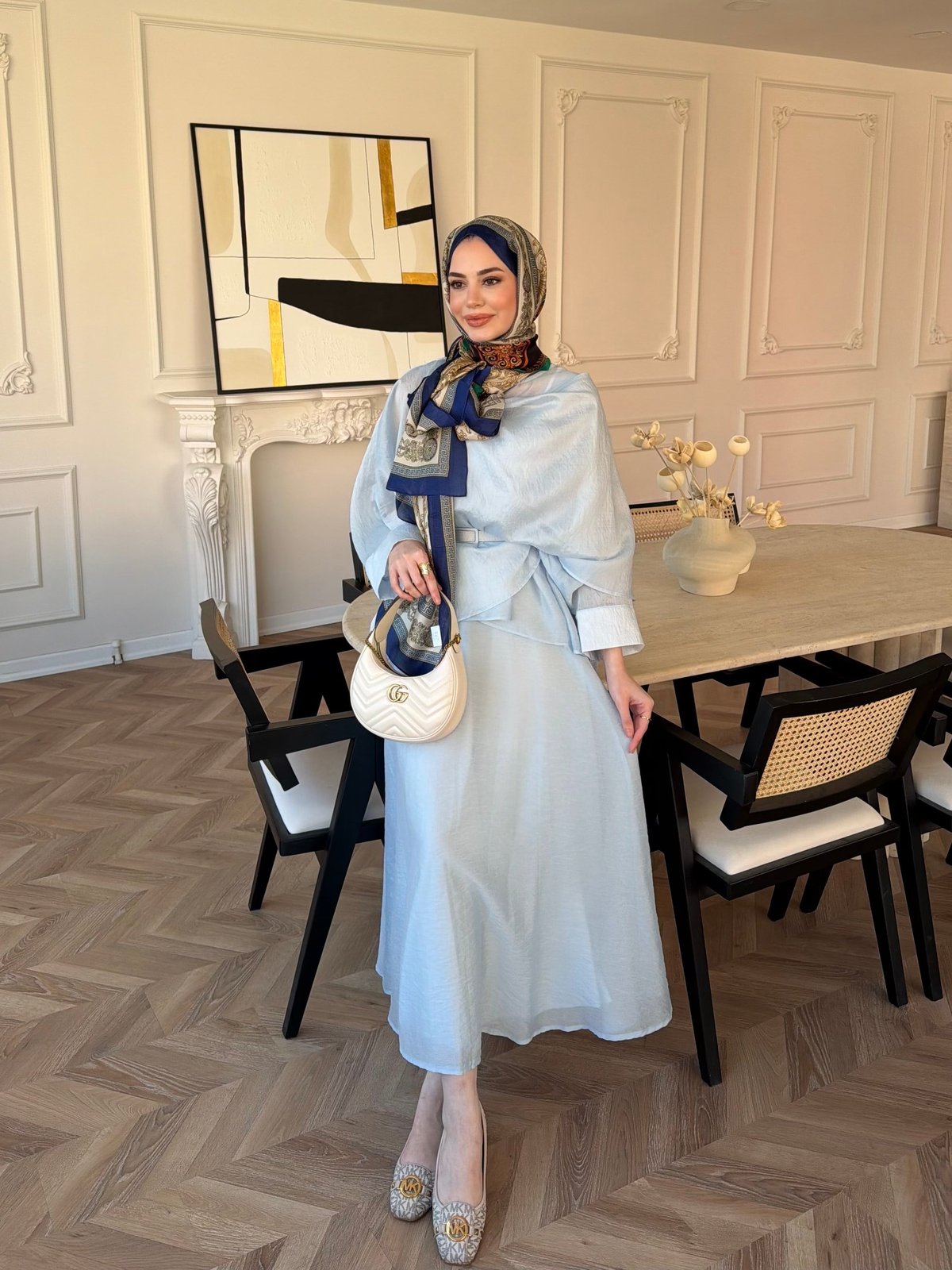 Milano Asimetrik Kesim Etekli Takım Mavi (3031)