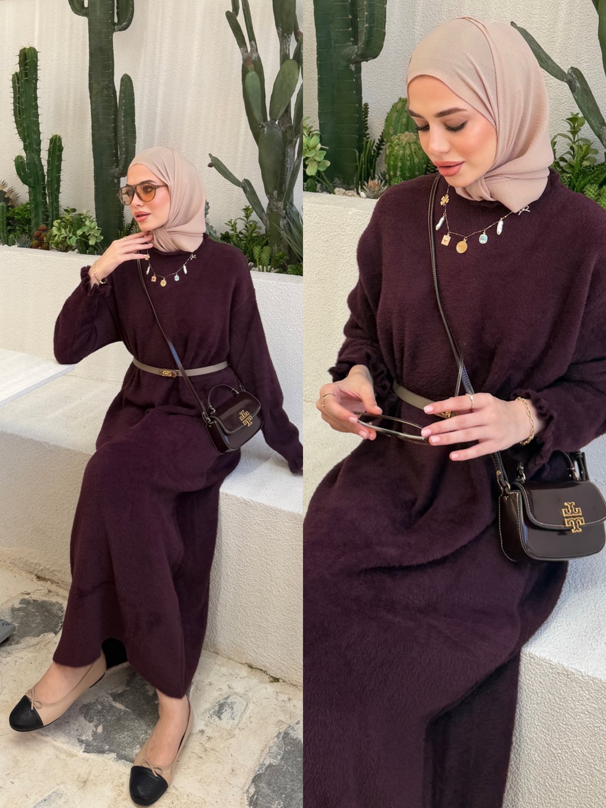 Milenyum Triko Elbise Mürdüm (2914)
