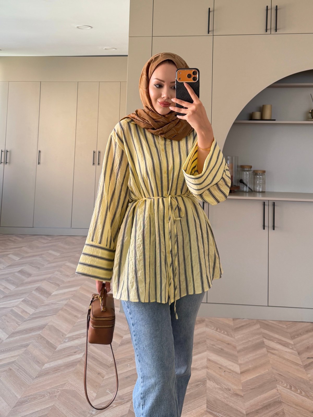 Mina Çizgili Gömlek Butteryellow (4423)