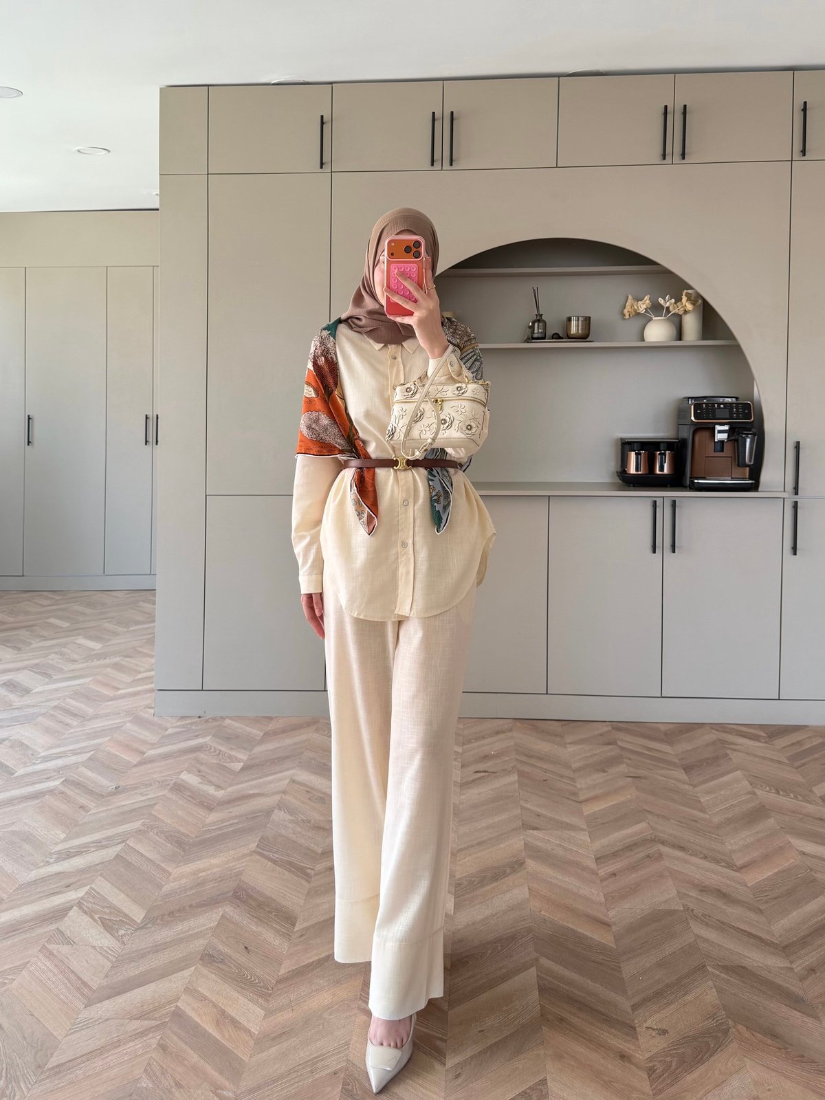 Miori Keten Pantolonlu Takım Bej (3146)