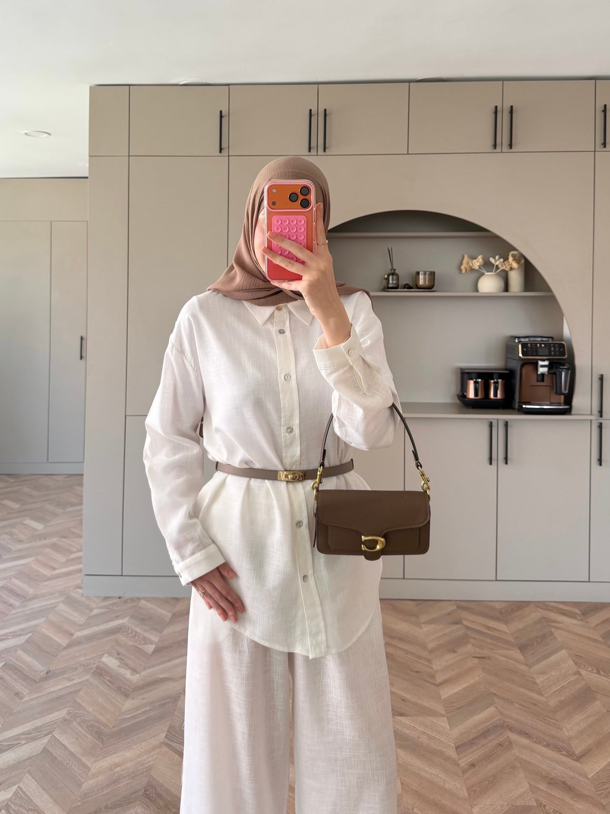 Miori Keten Pantolonlu Takım Beyaz (3146)