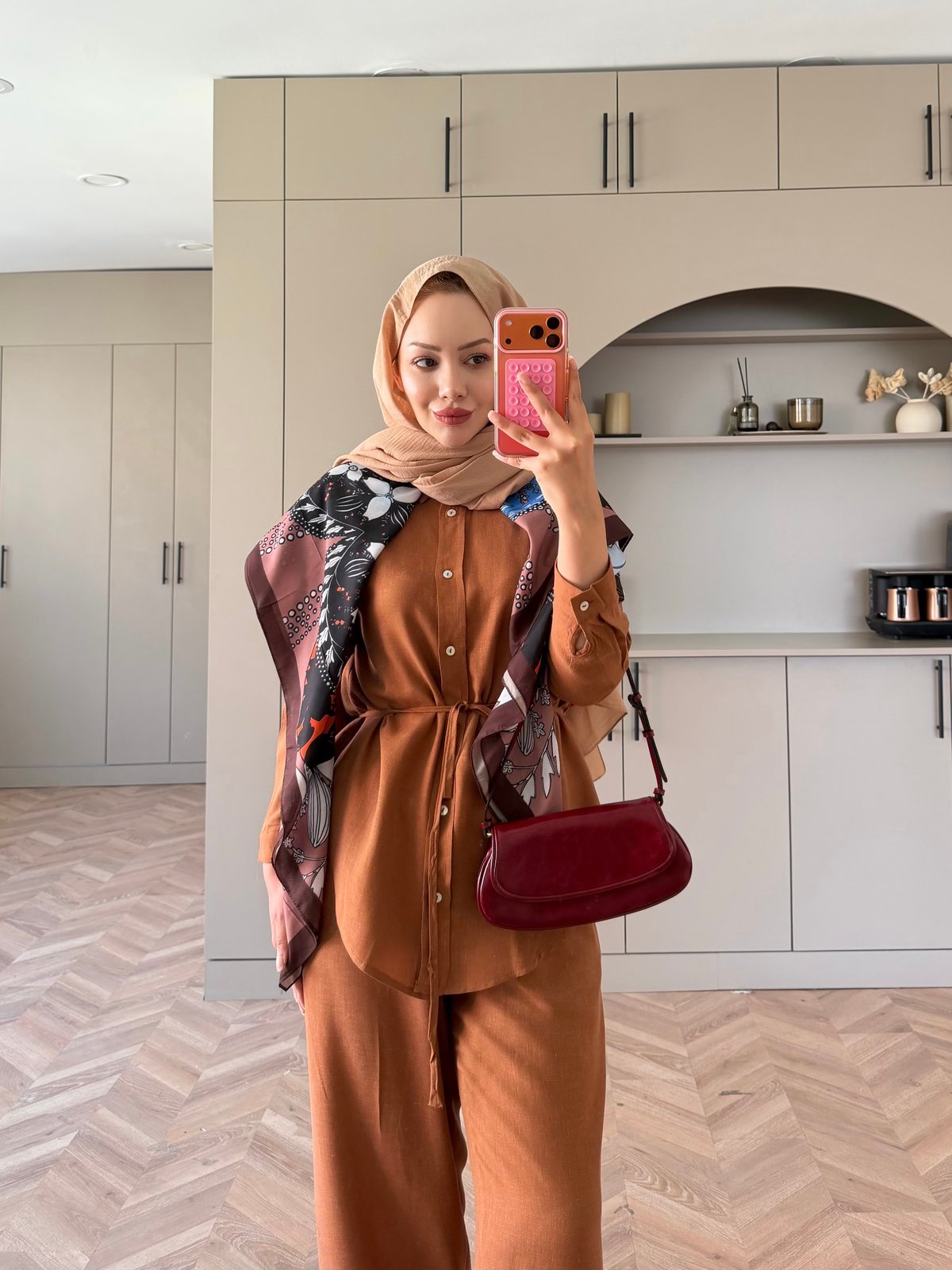 Miori Keten Pantolonlu Takım Kiremit (3146)