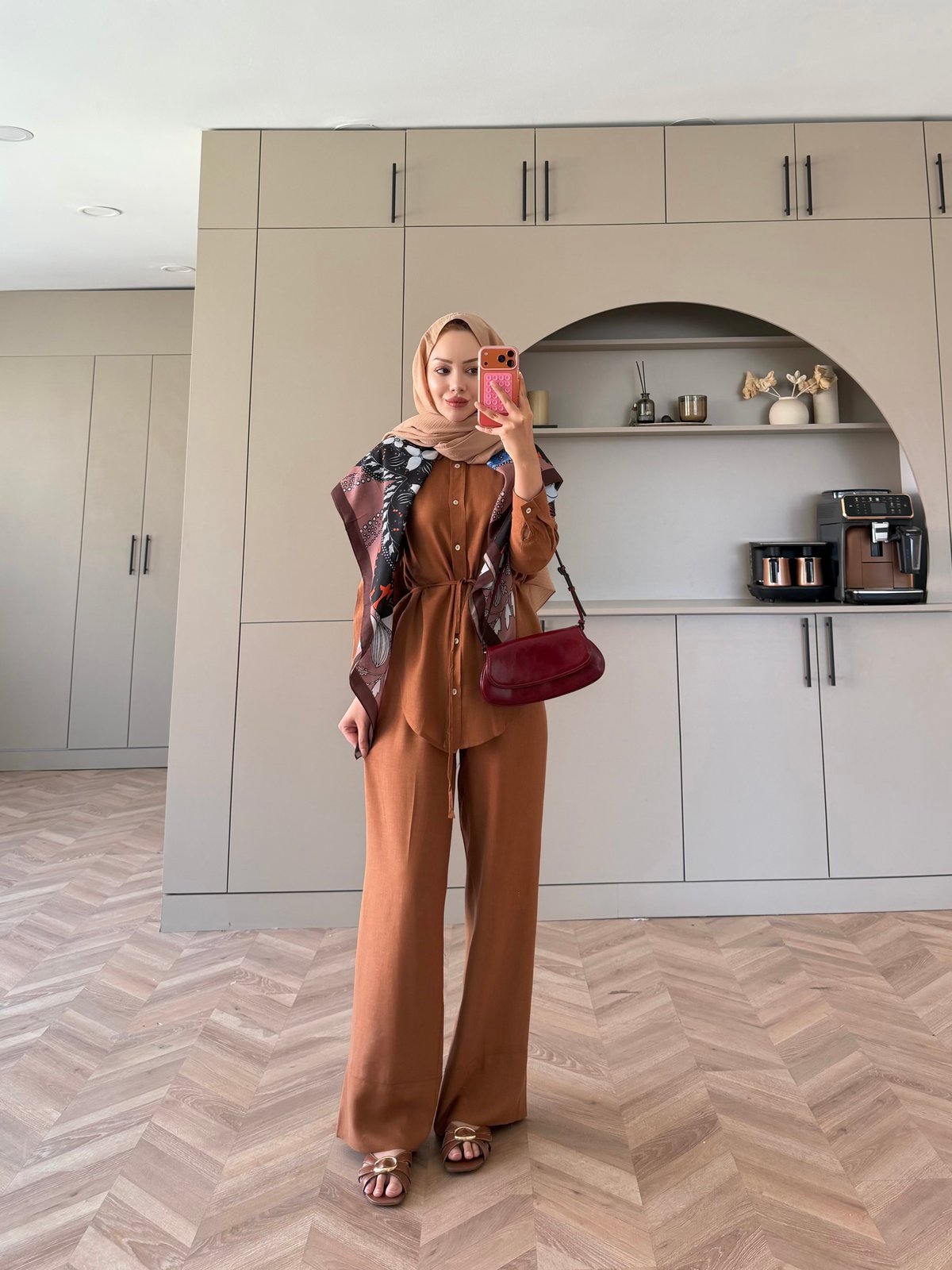 Miori Keten Pantolonlu Takım Kiremit (3146)