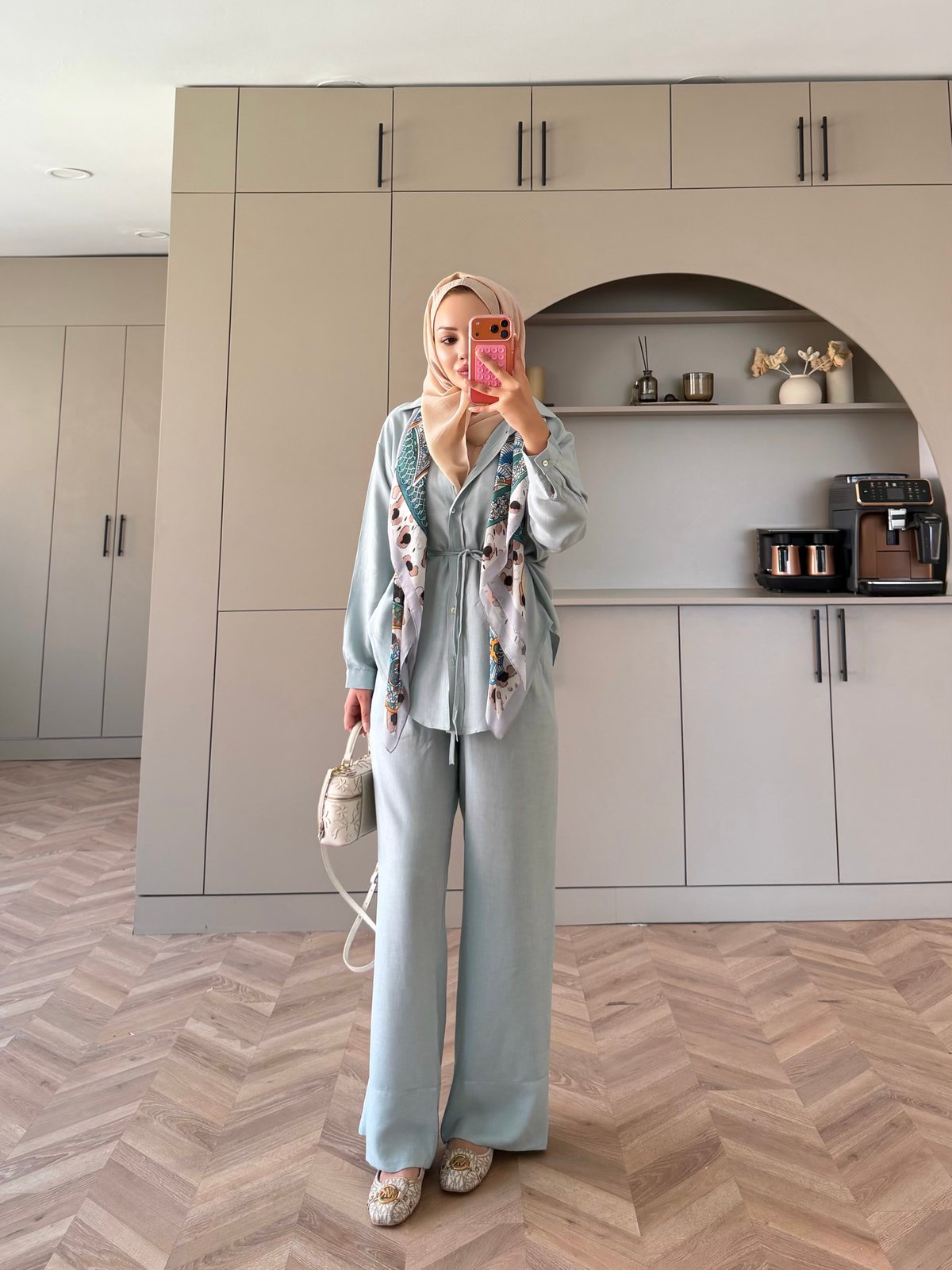 Miori Keten Pantolonlu Takım Natürel (3146)