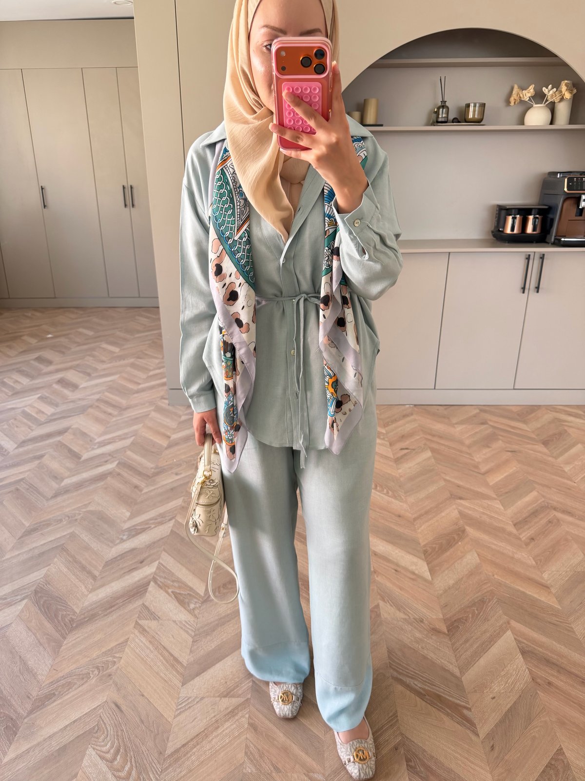 Miori Keten Pantolonlu Takım Natürel (3146)