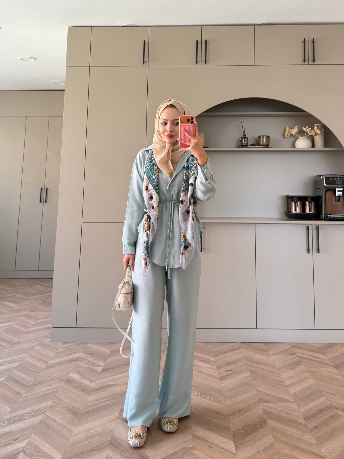 Miori Keten Pantolonlu Takım Natürel (3146)