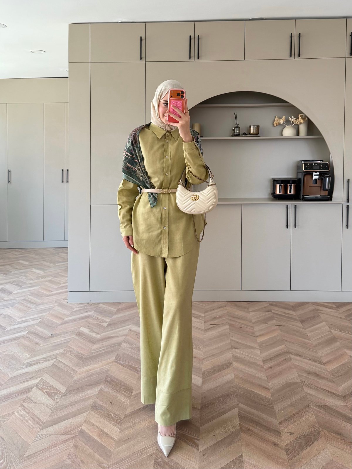 Miori Keten Pantolonlu Takım Yağ Yeşili (3146)