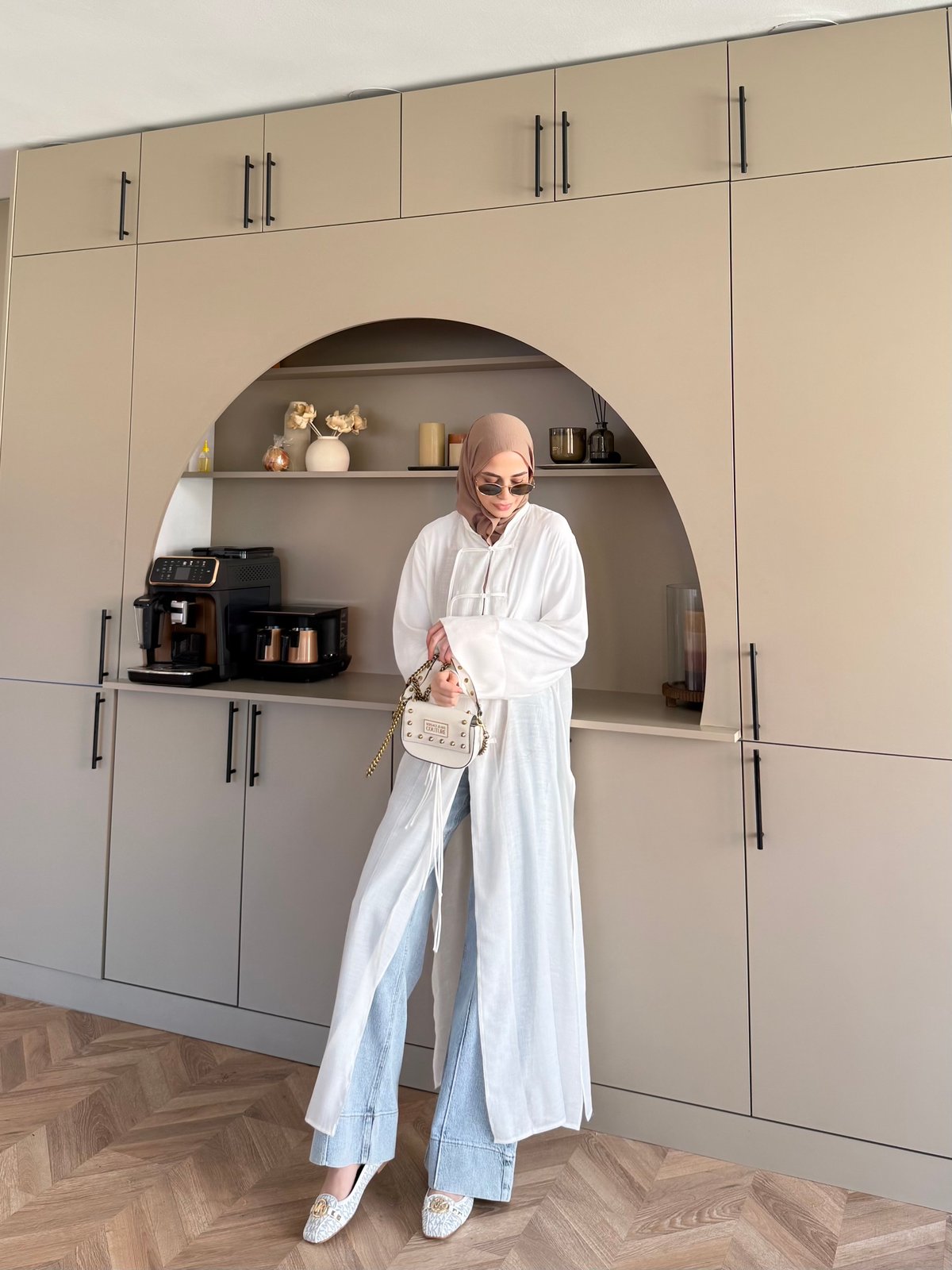 Mivera Yırtmaçlı Bluz/Kimono Beyaz (4538)