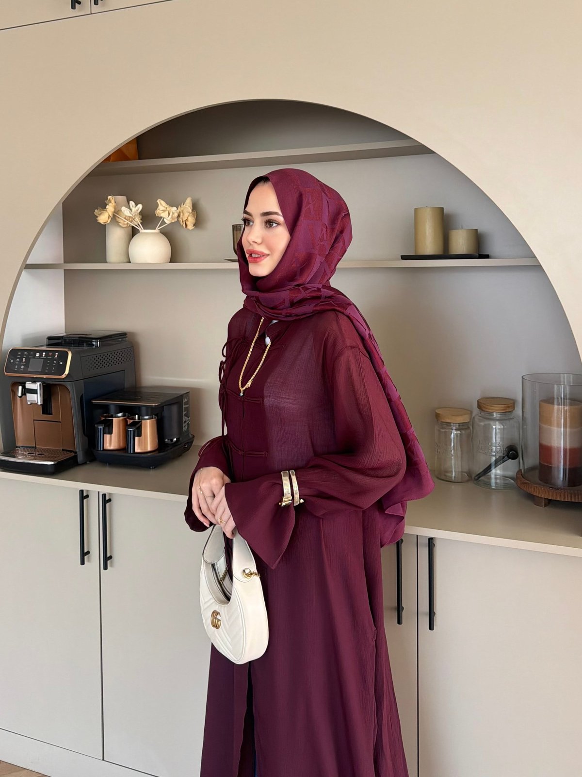 Mivera Yırtmaçlı Bluz/Kimono Bordo (4538)