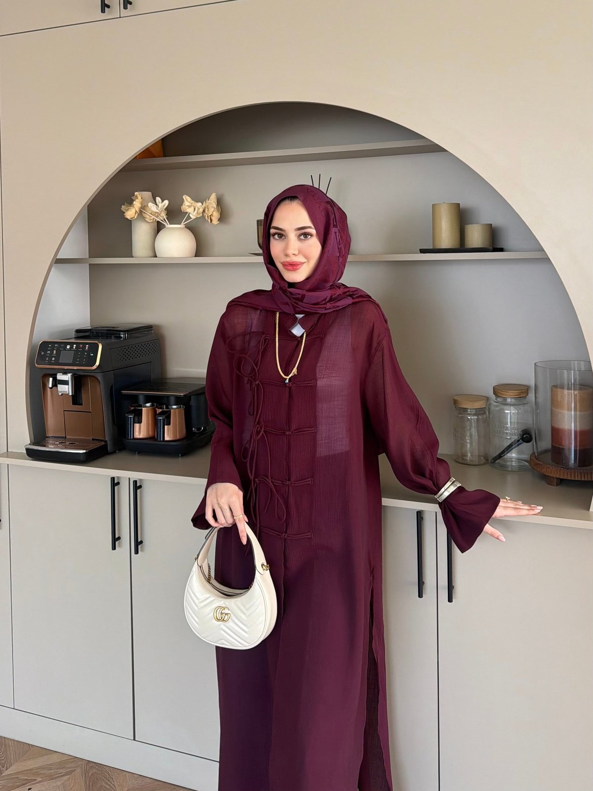 Mivera Yırtmaçlı Bluz/Kimono Bordo (4538)