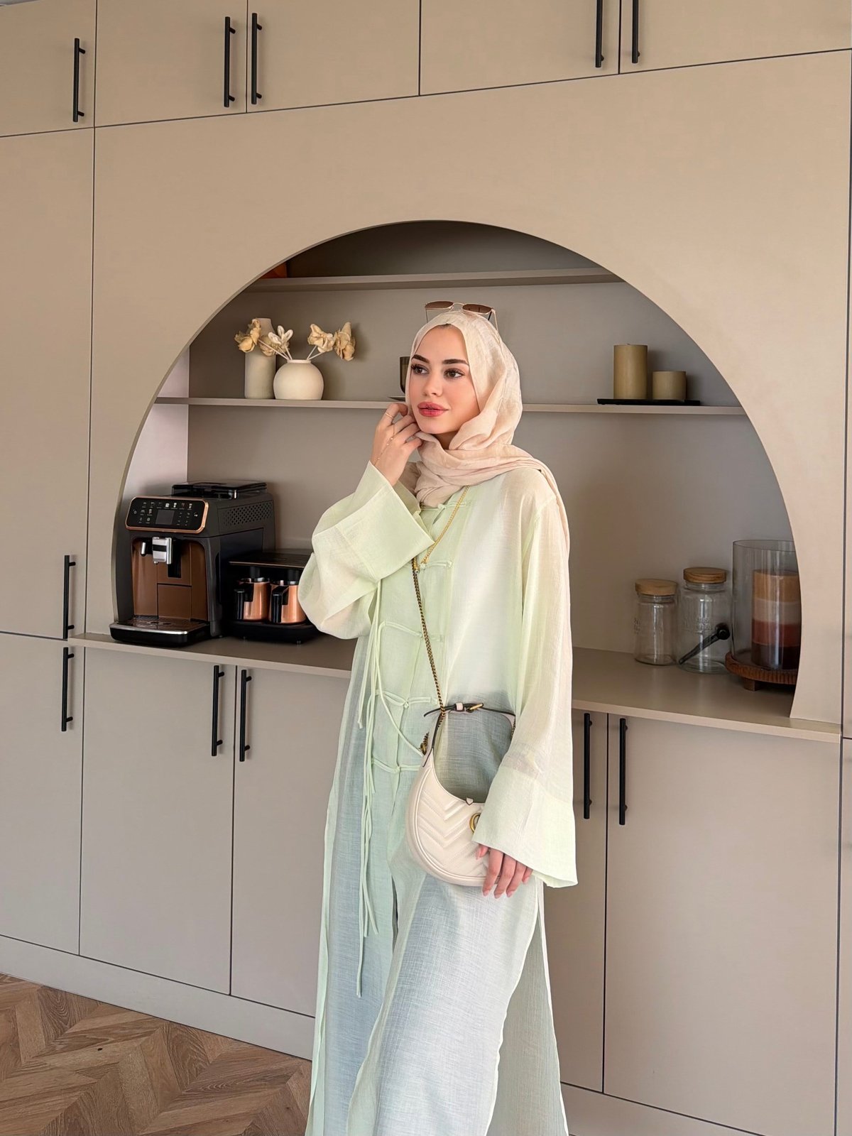 Mivera Yırtmaçlı Bluz/Kimono Çağla Yeşili (4538)