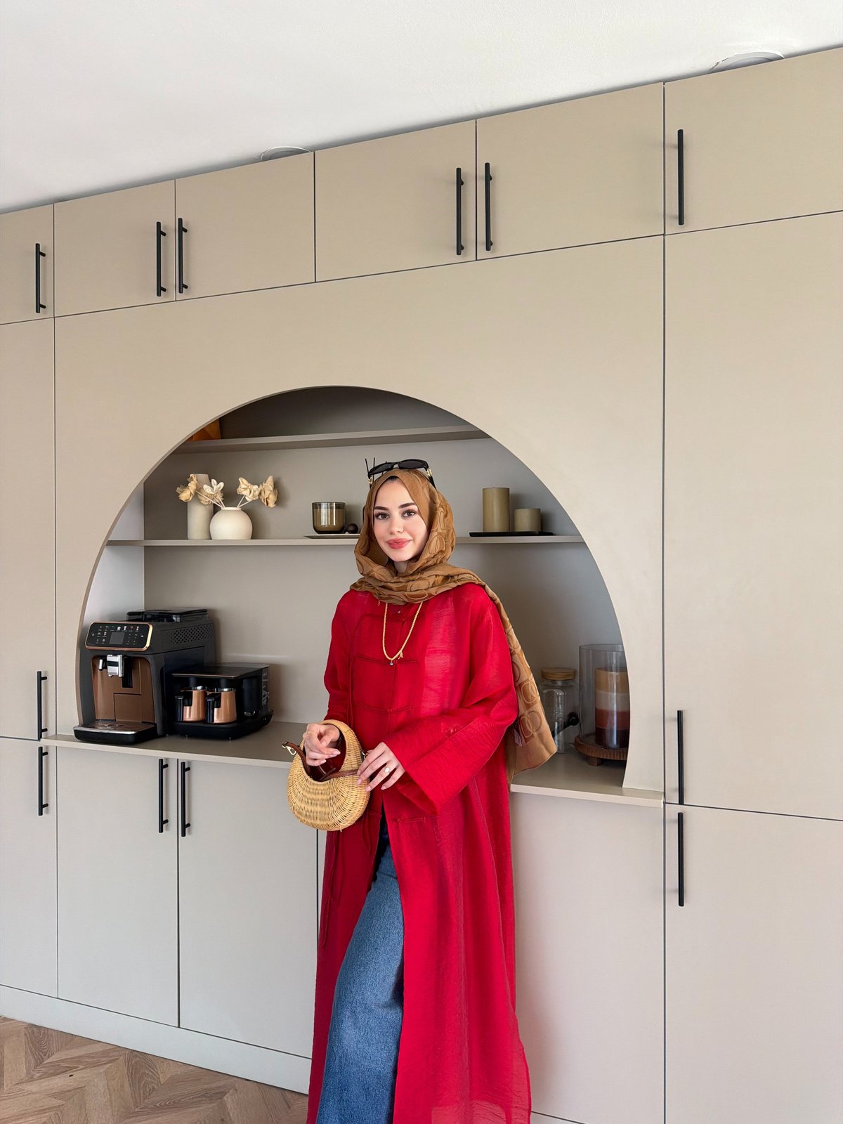 Mivera Yırtmaçlı Bluz/Kimono Kırmızı (4538)