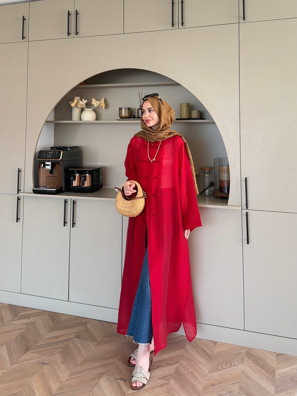 Mivera Yırtmaçlı Bluz/Kimono Kırmızı (4538)