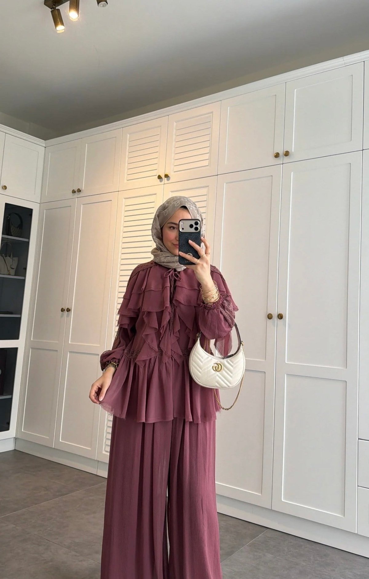 Mollis Fırfırlı Pantolon Takım Gül Kurusu (3040)
