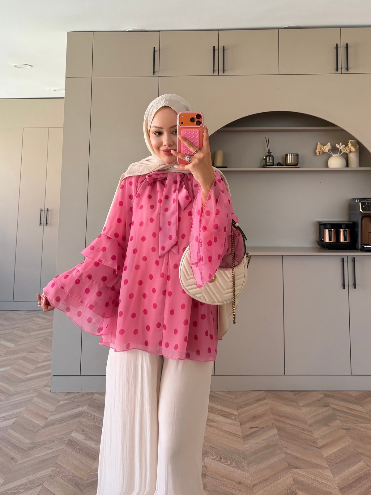 Morrow Puantiyeli Bluz Pembe 