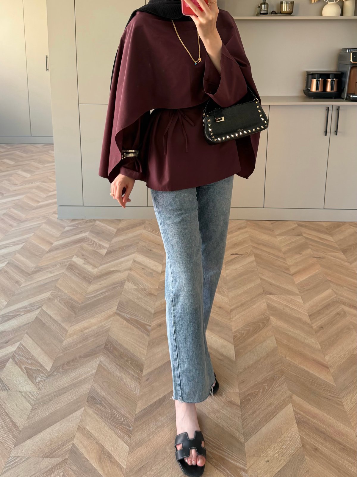 Motto Pelerin Yakalı Bluz Bordo (4506)