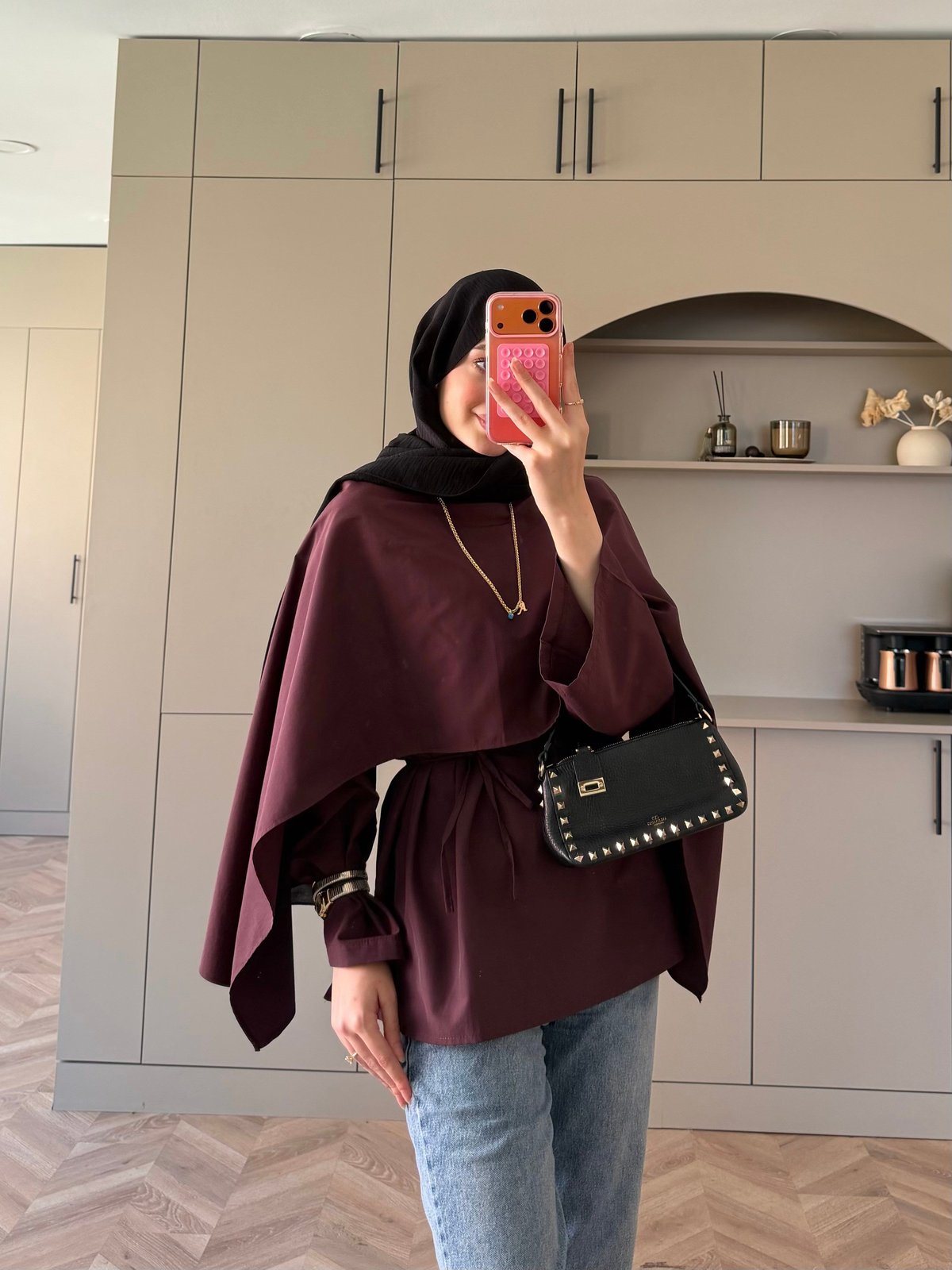 Motto Pelerin Yakalı Bluz Bordo (4506)