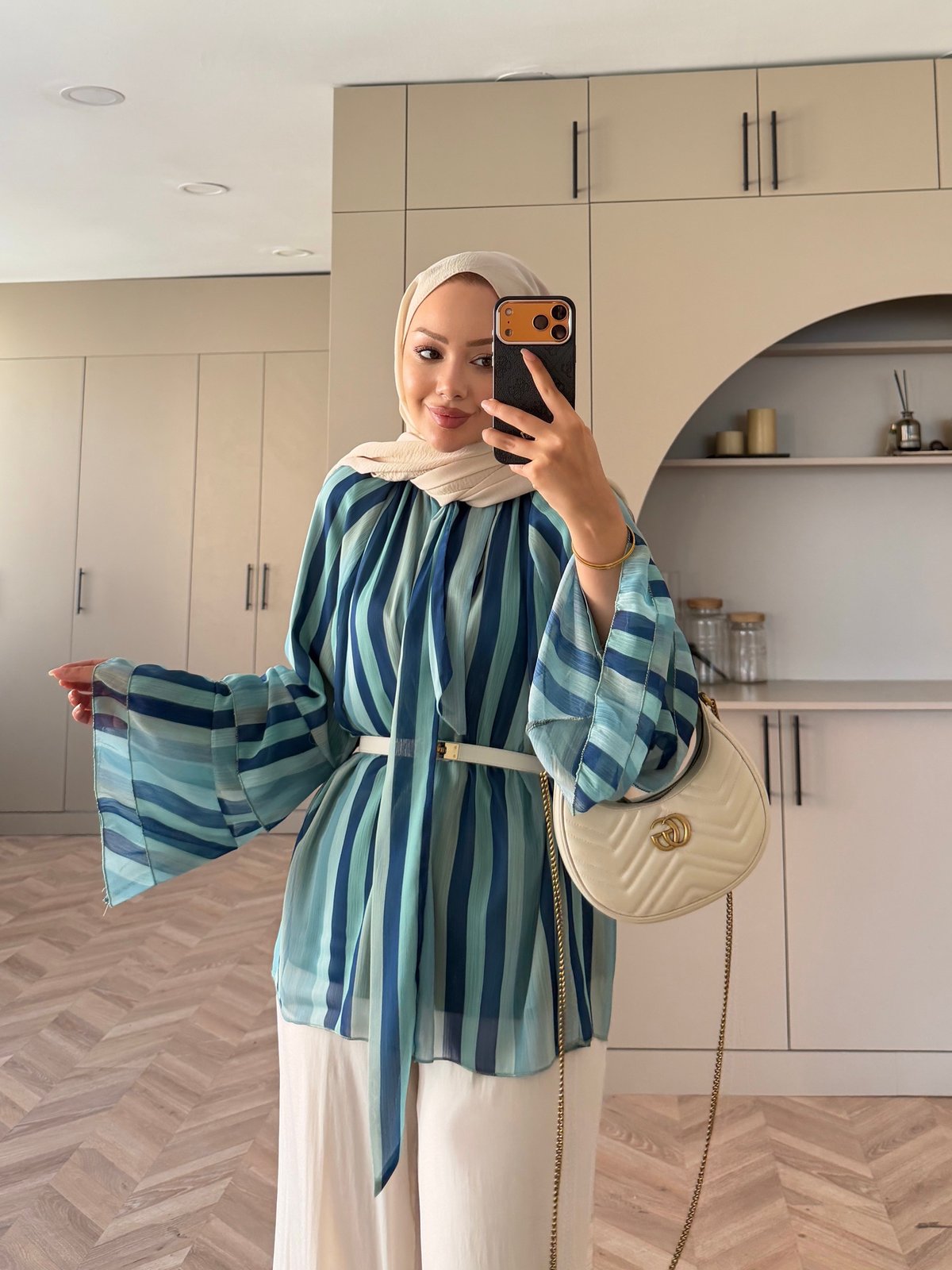 Nacre Çizgili Bluz Mint Yeşili