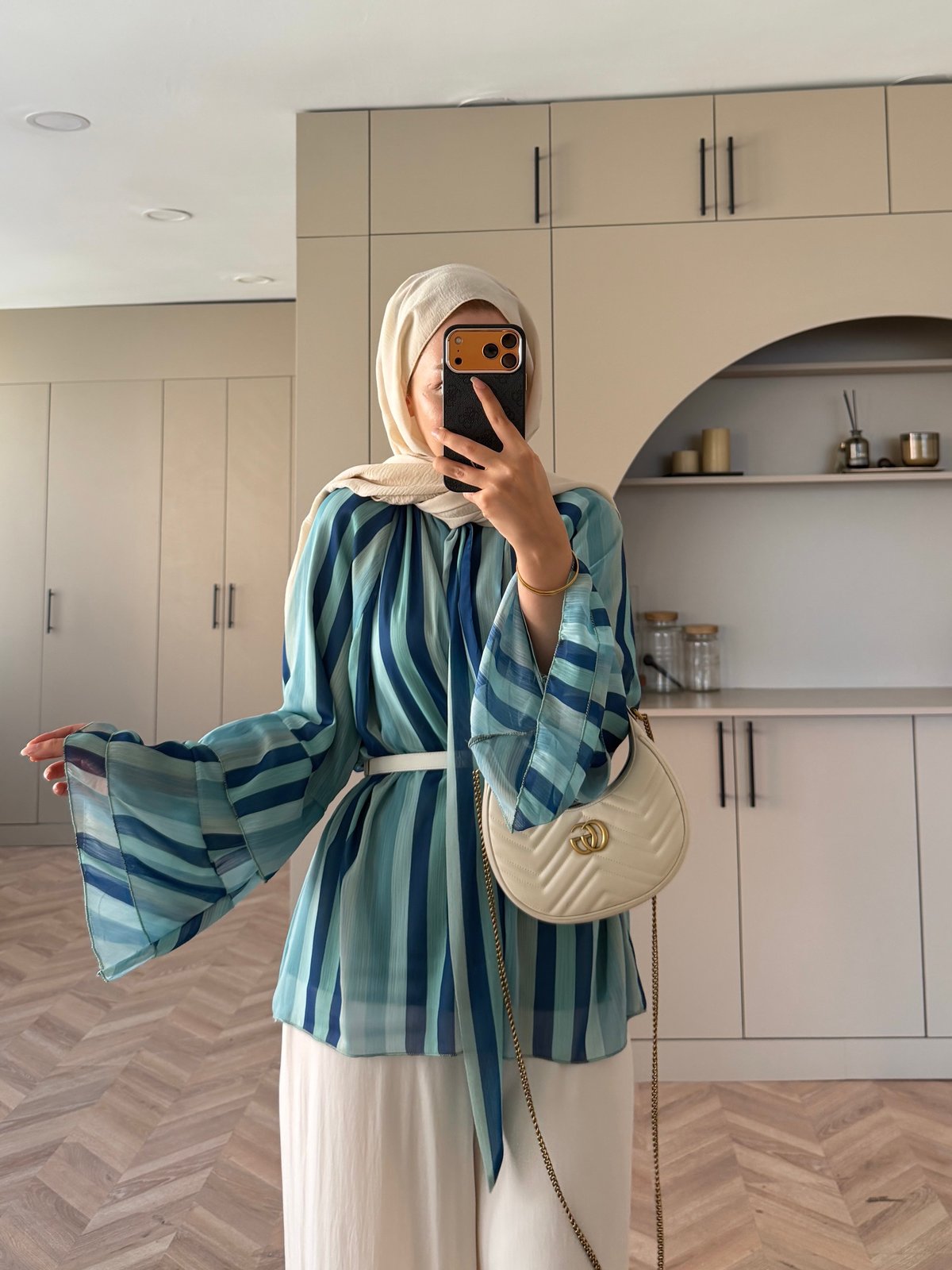 Nacre Çizgili Bluz Mint Yeşili