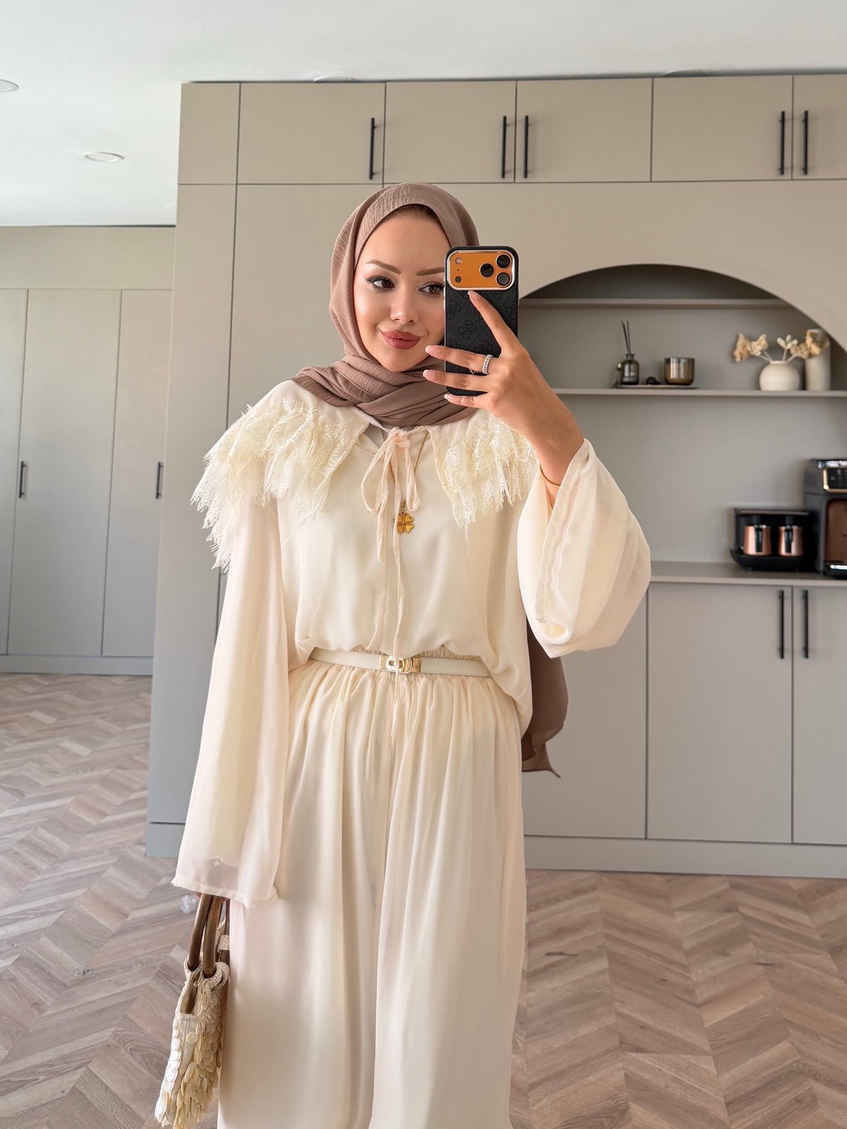 Necta Dantelli Pantolon Takım Bej (5808)