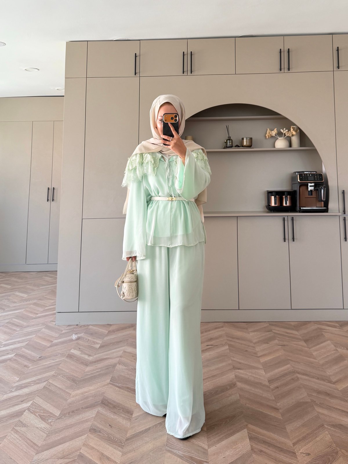 Necta Dantelli Pantolon Takım Mint Yeşili (5808)