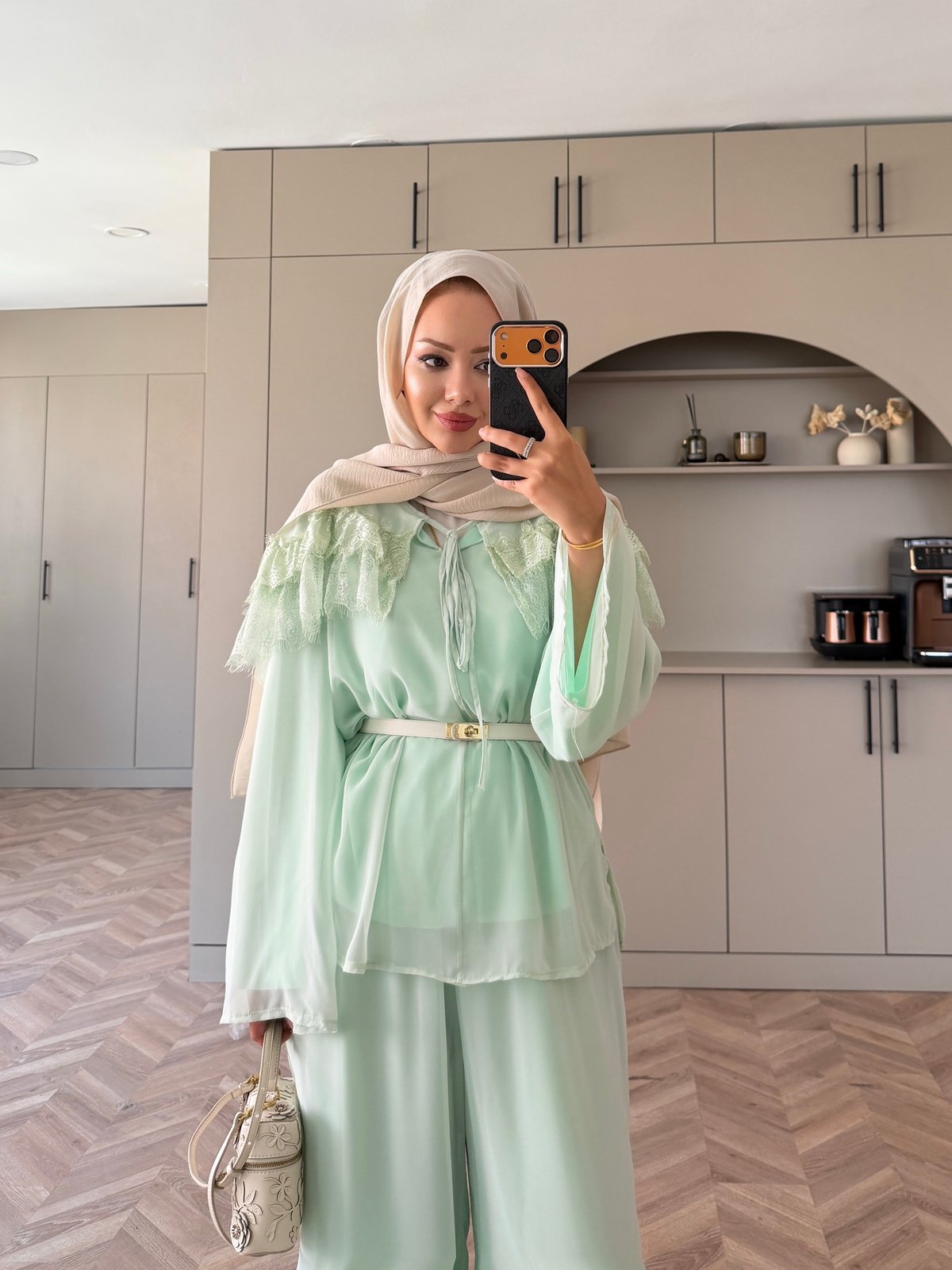 Necta Dantelli Pantolon Takım Mint Yeşili (5808)