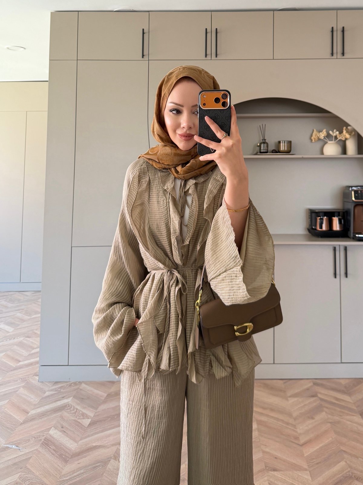 Nehir Fırfırlı Pantolonlu Takım Haki (5798)