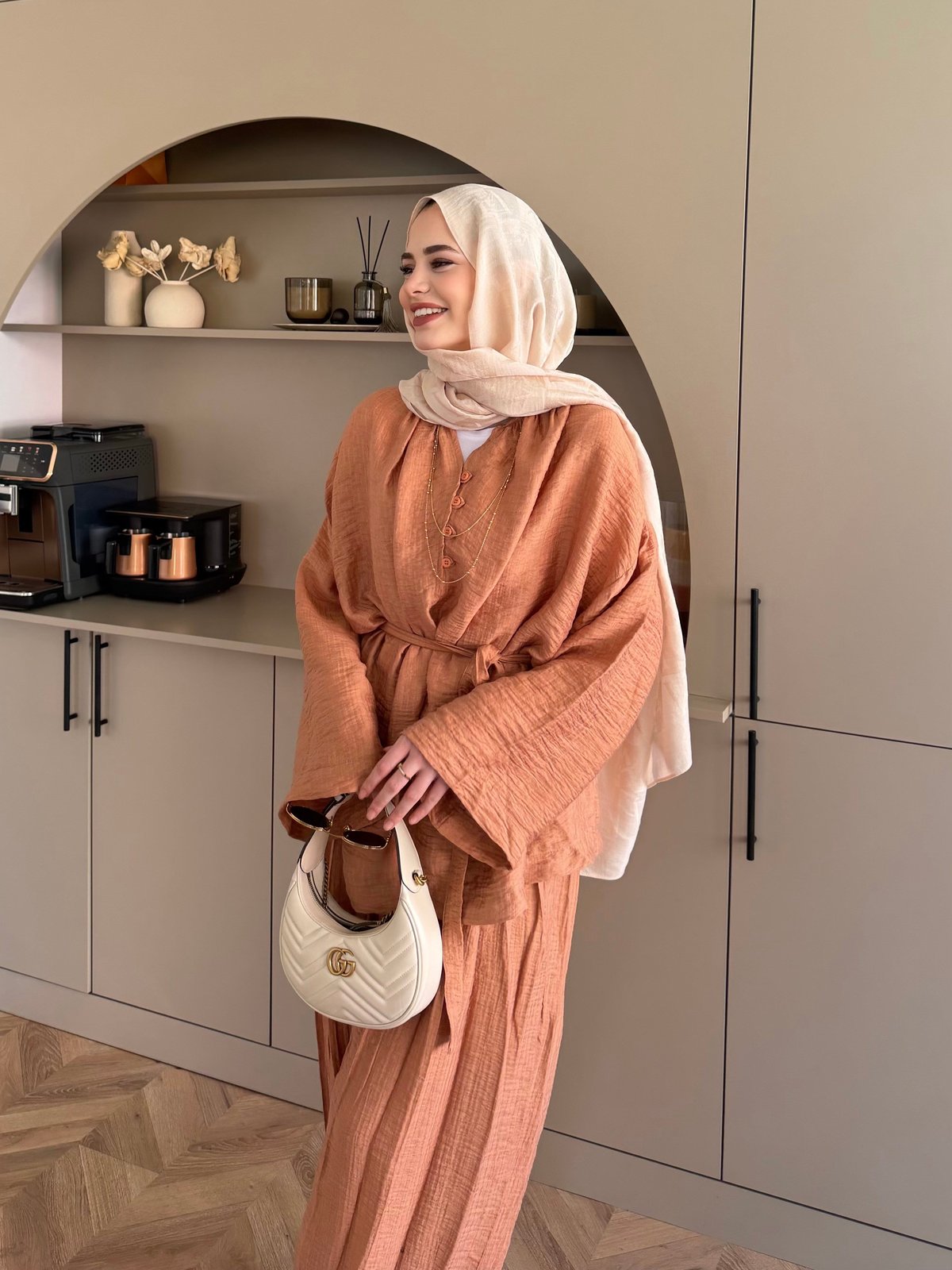 Nether Düğme Detaylı Pantolonlu Takım Somon (3073)