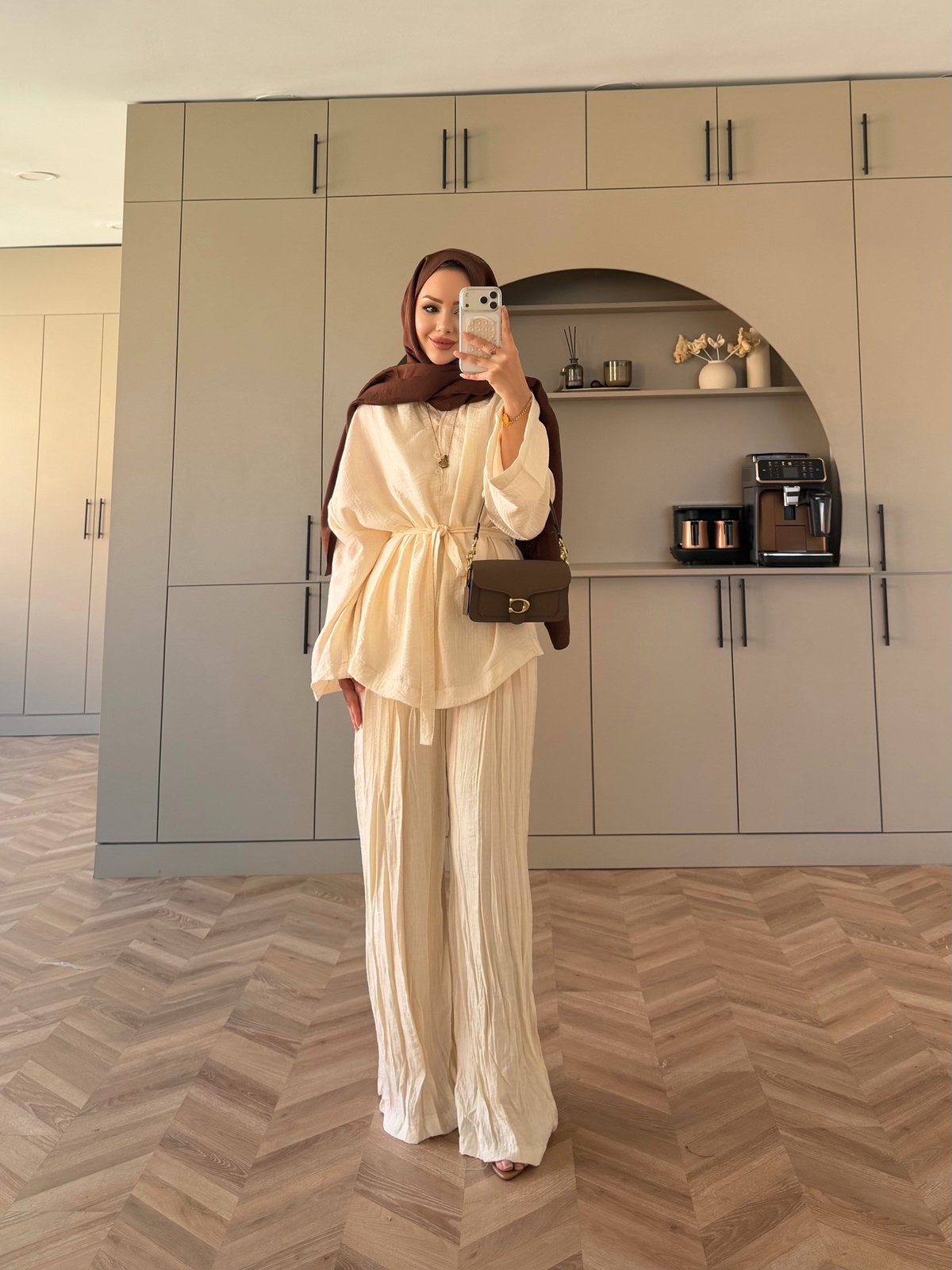 Nether Düğme Detaylı Pantolonlu Takım Ekru (3073)