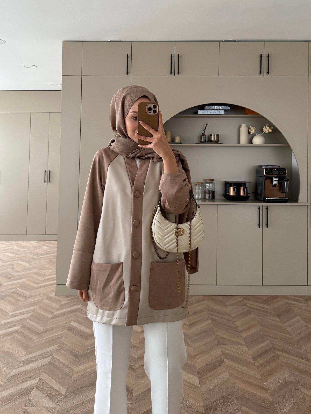 Noun Kontrast Süet Detaylı Hırka/Ceket