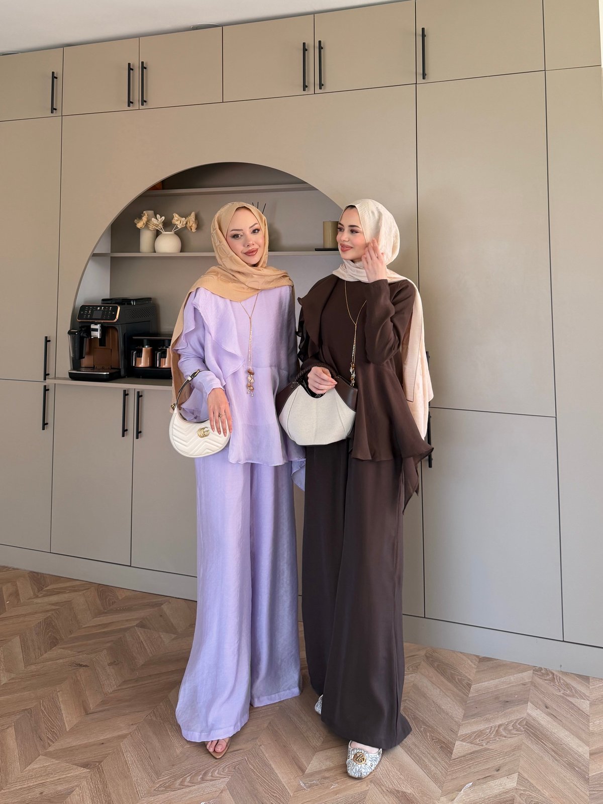 Noxa Fırfırlı Pantolonlu Takım Kahve (26163)