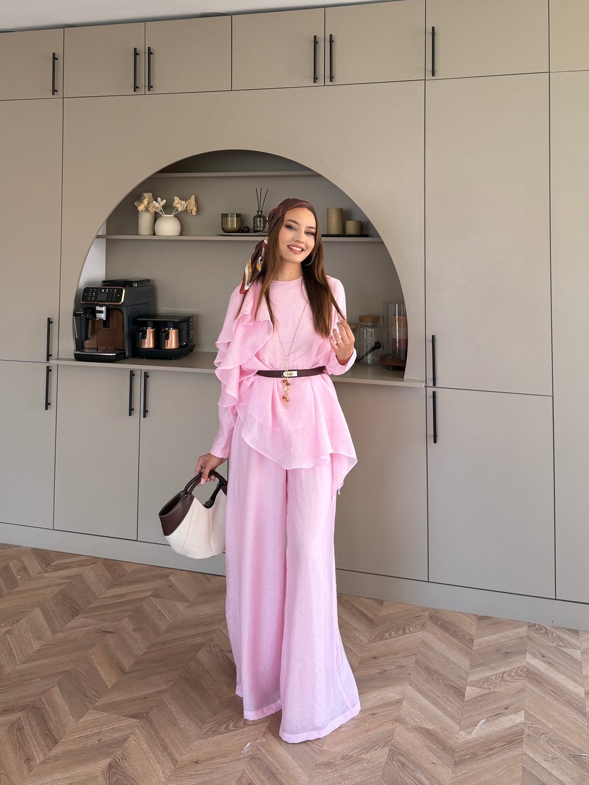 Noxa Fırfırlı Pantolonlu Takım Pembe (26163)