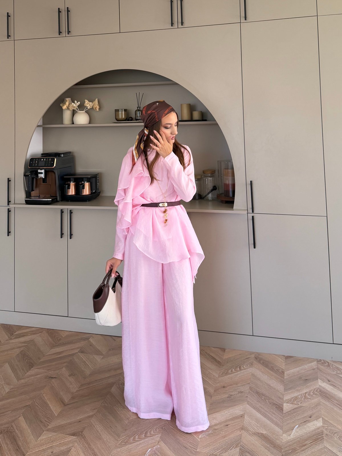 Noxa Fırfırlı Pantolonlu Takım Pembe (26163)