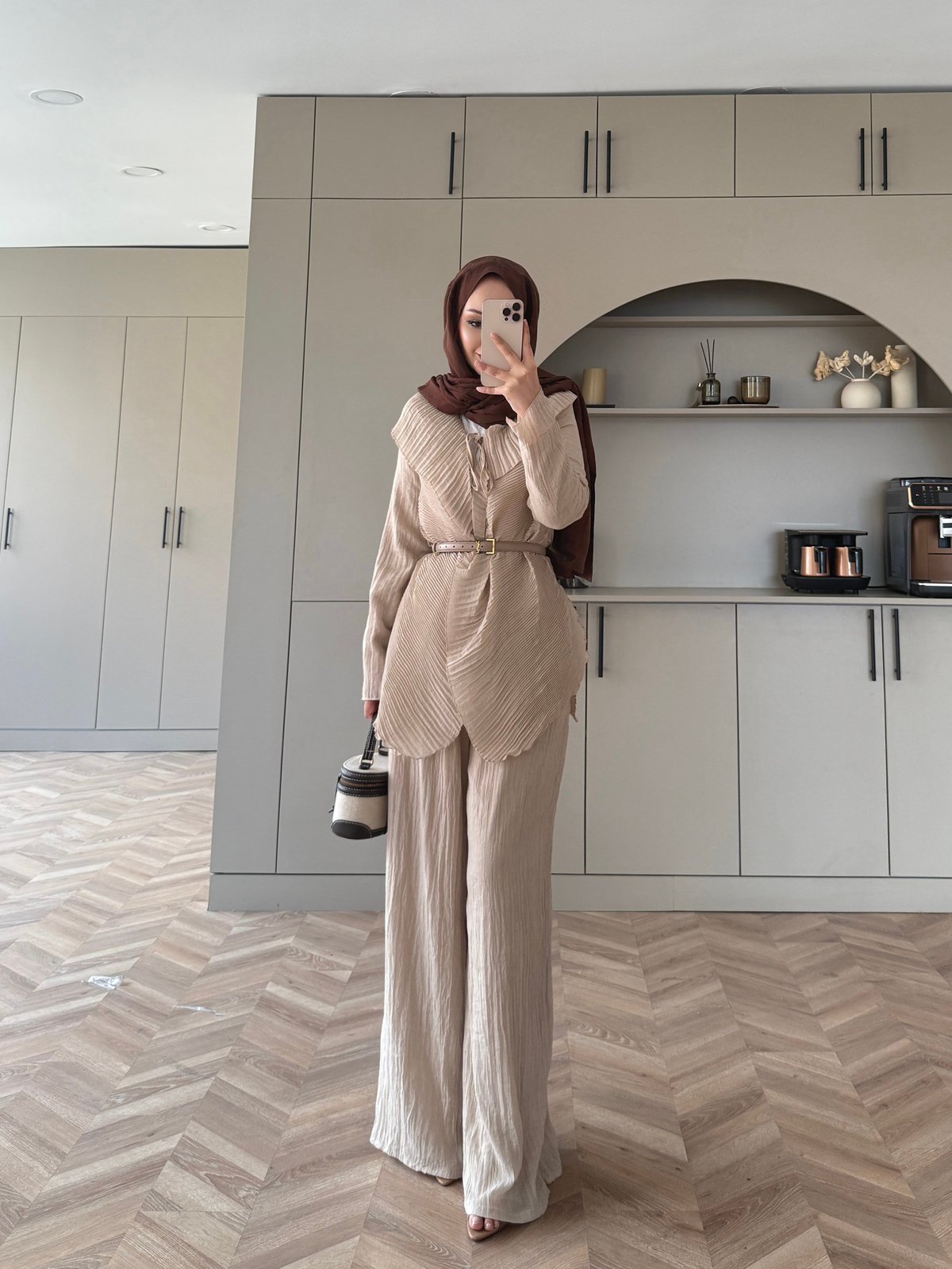 Ocea Korsaj Detaylı Takım Bej (5804)